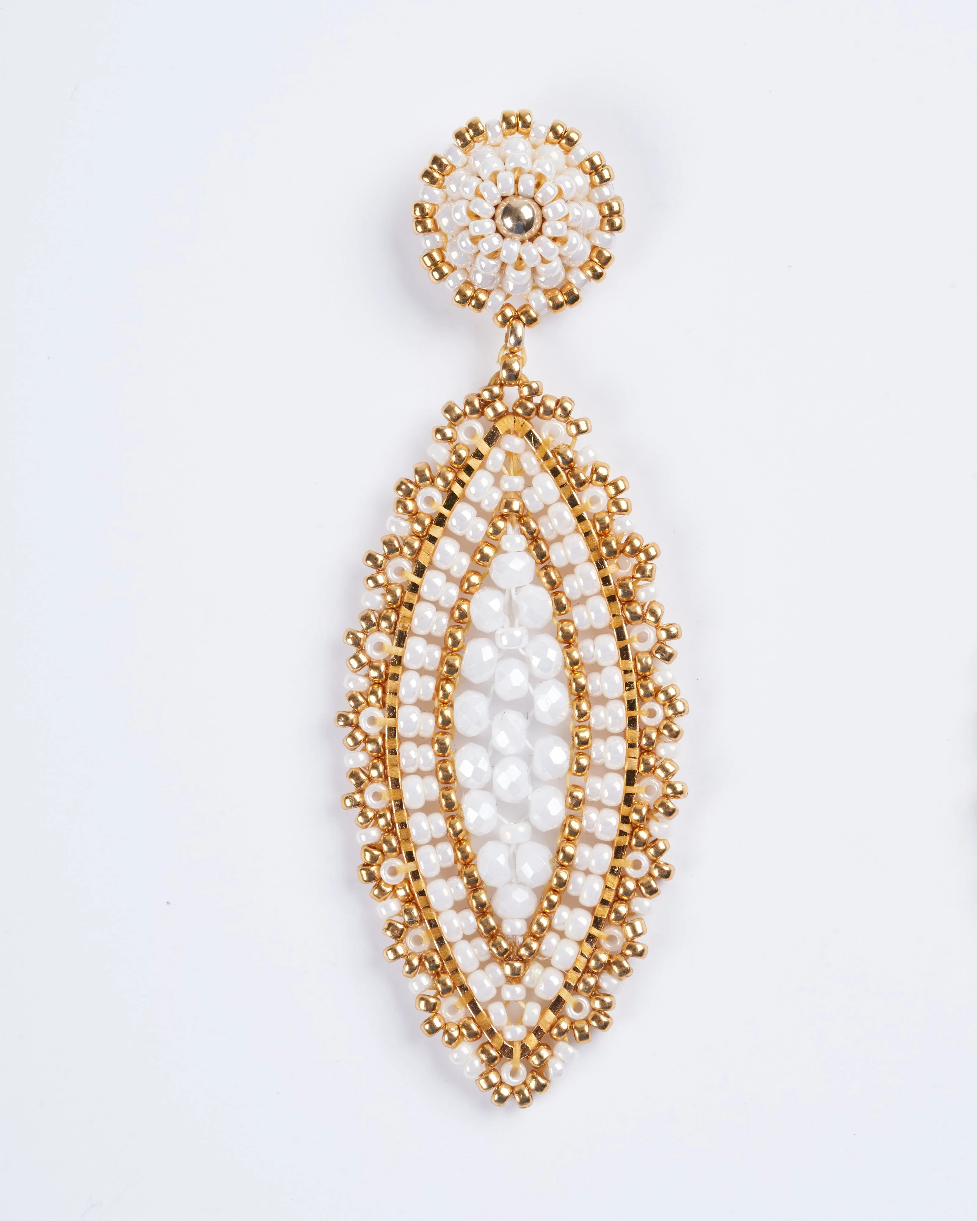 opalite and miyuki 18k gold plated rondelle earrings - stone gold - Image 2