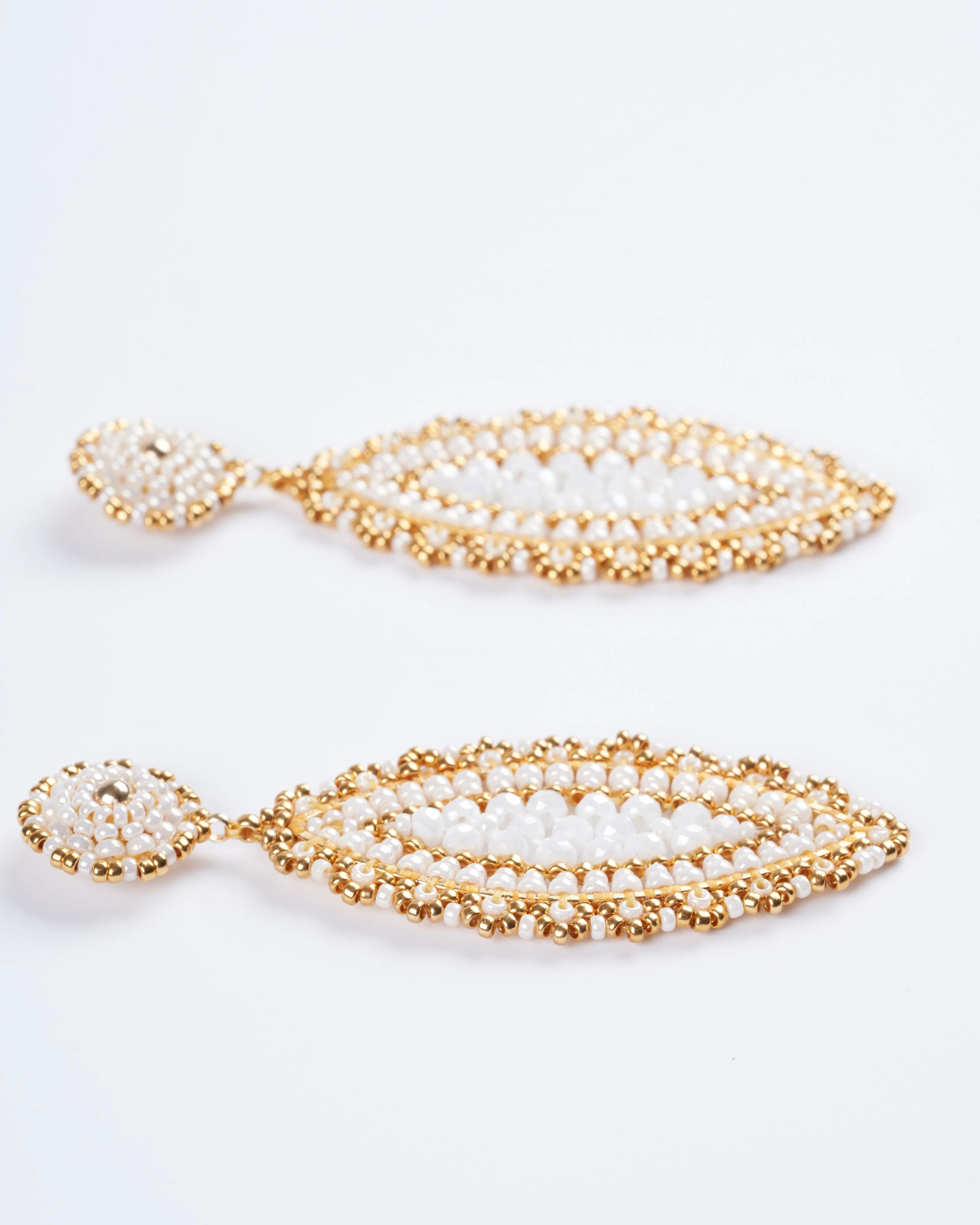 opalite and miyuki 18k gold plated rondelle earrings - stone gold - Image 3