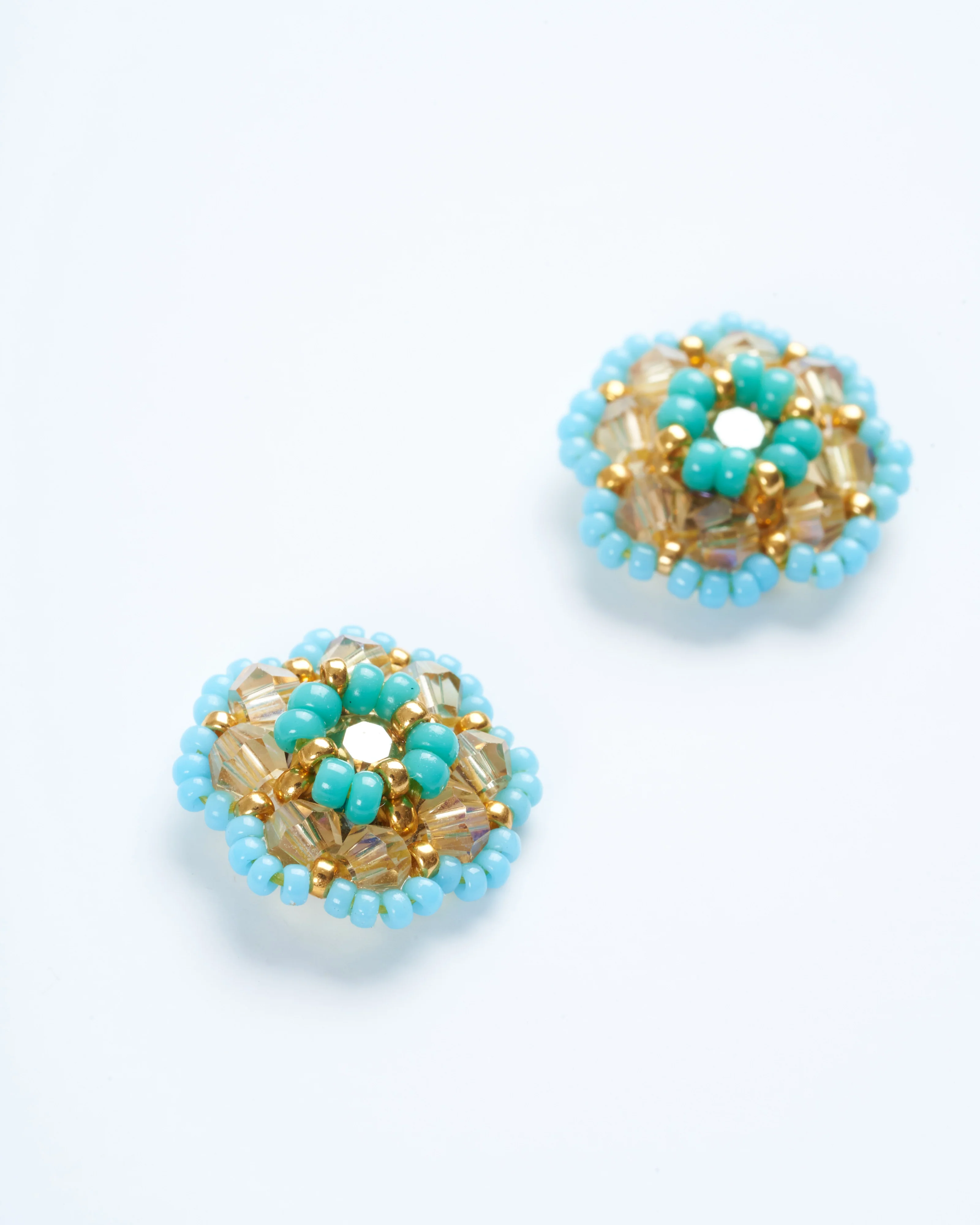 swarovski/miyuki stud earrings - blue/gold - Image 2