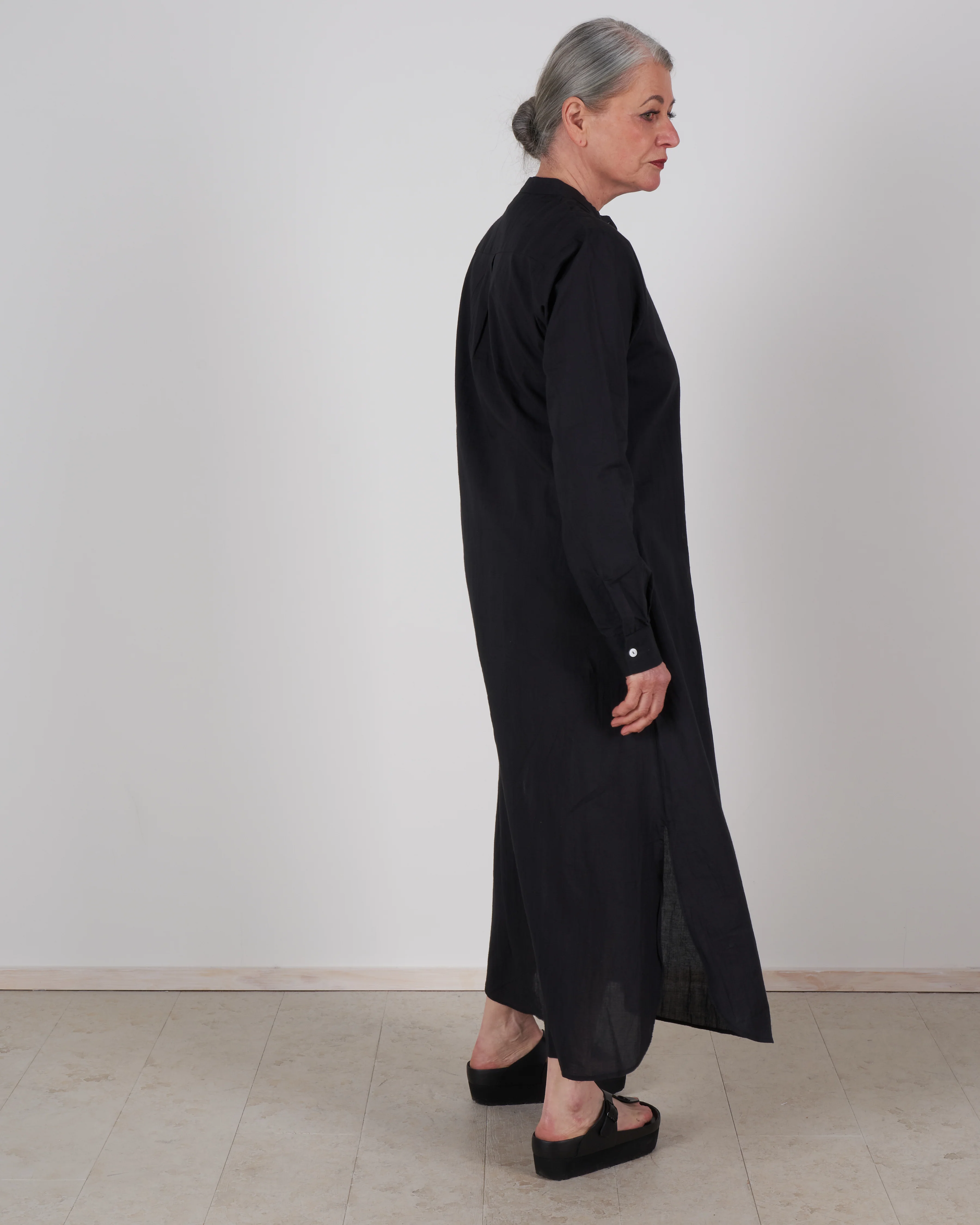sadie long caftan - black organic cotton - Image 3