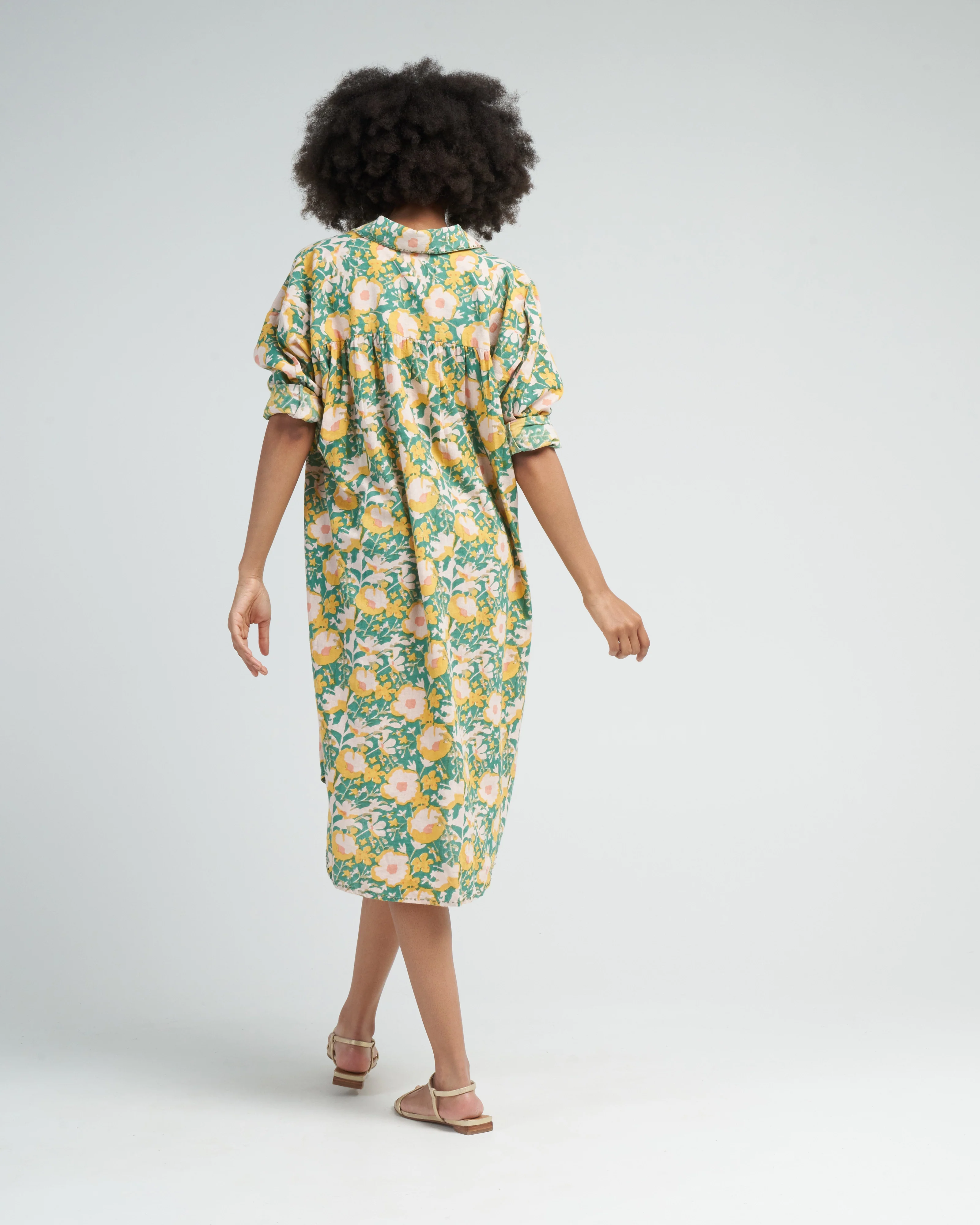 kyoto house dress in camelia bloom - green - Image 4