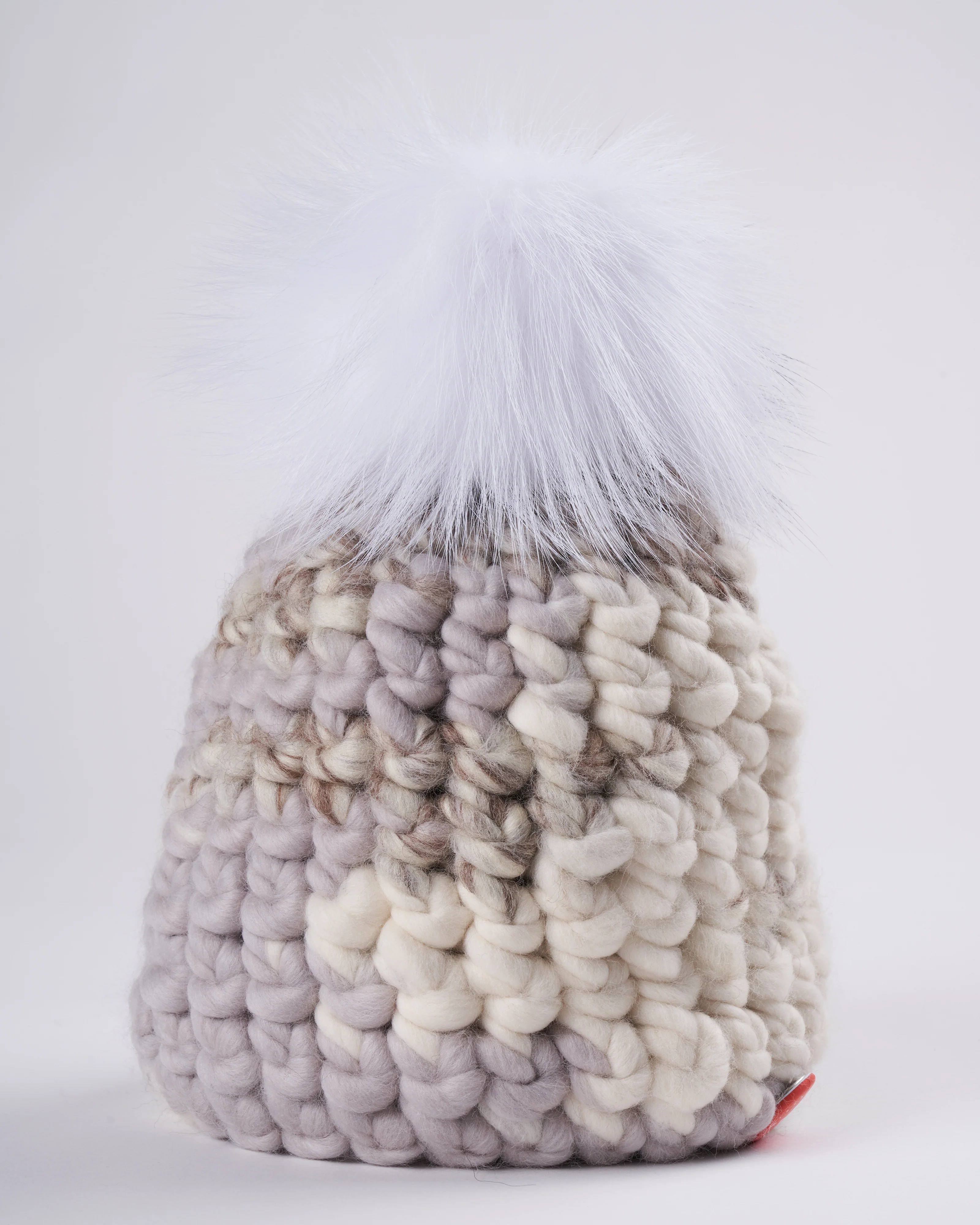 beanie pomster - light melange arctic grey