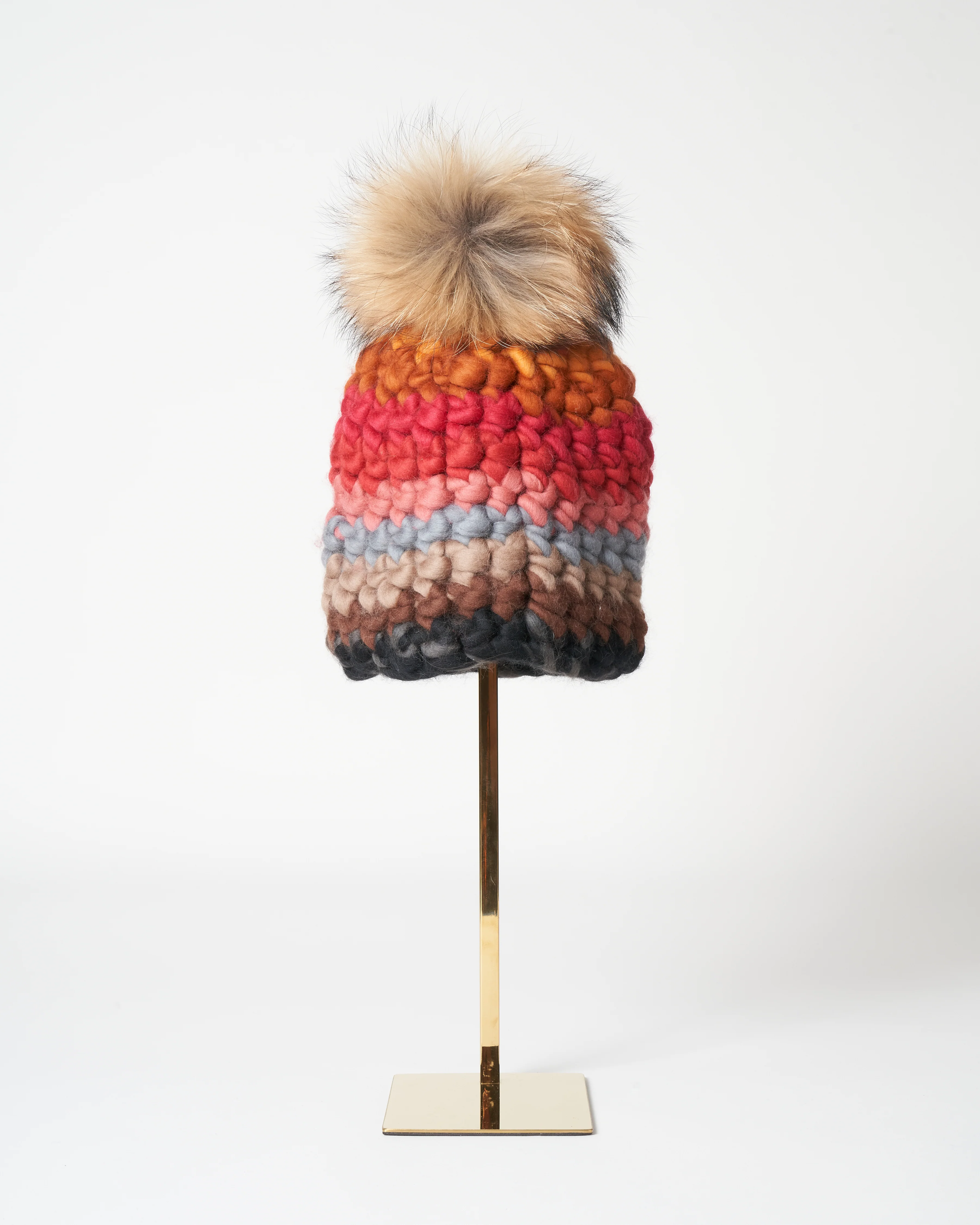 stripe beanie - sunset/raccoon - Image 3