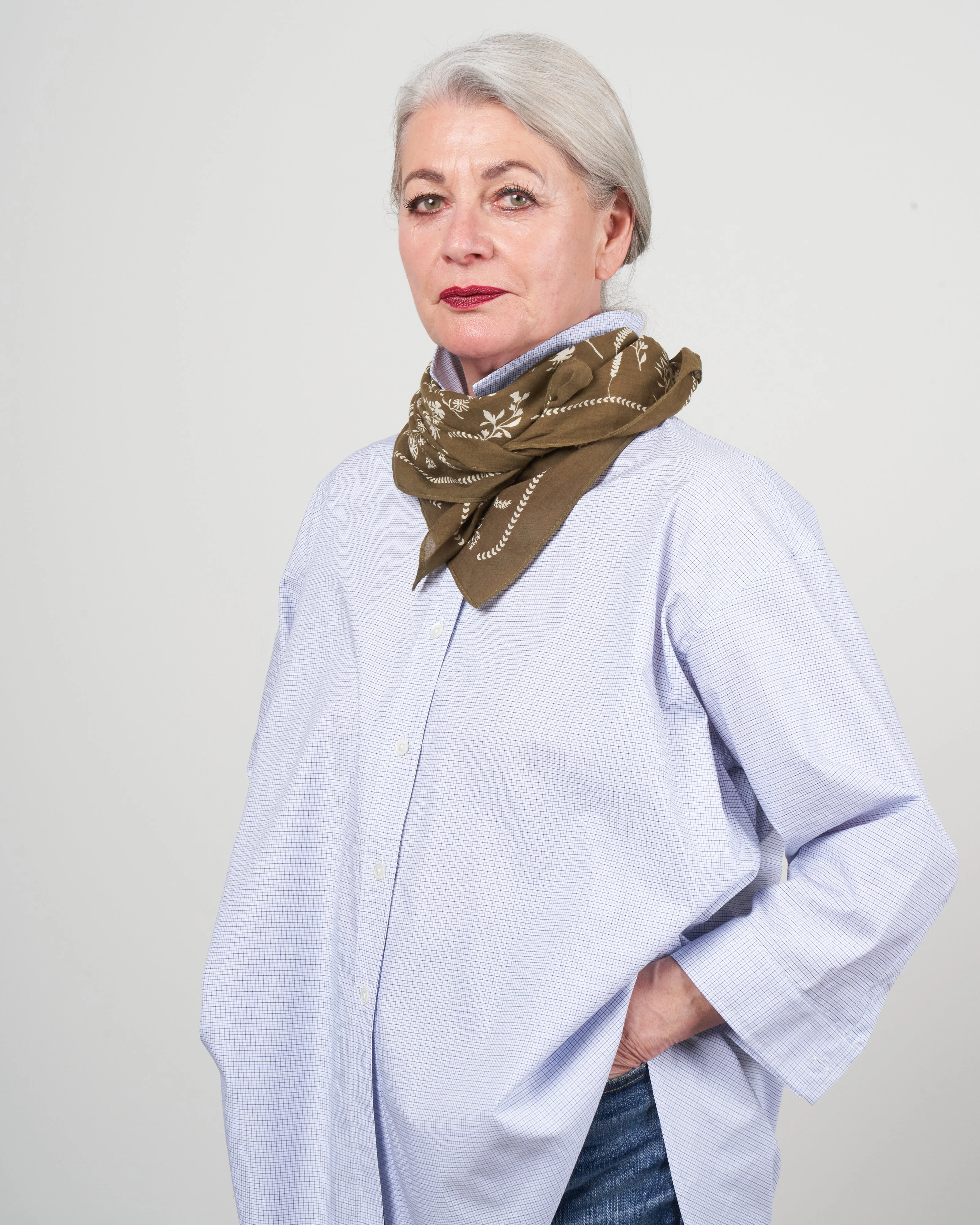 568 scarf - kaki cotton - Image 2