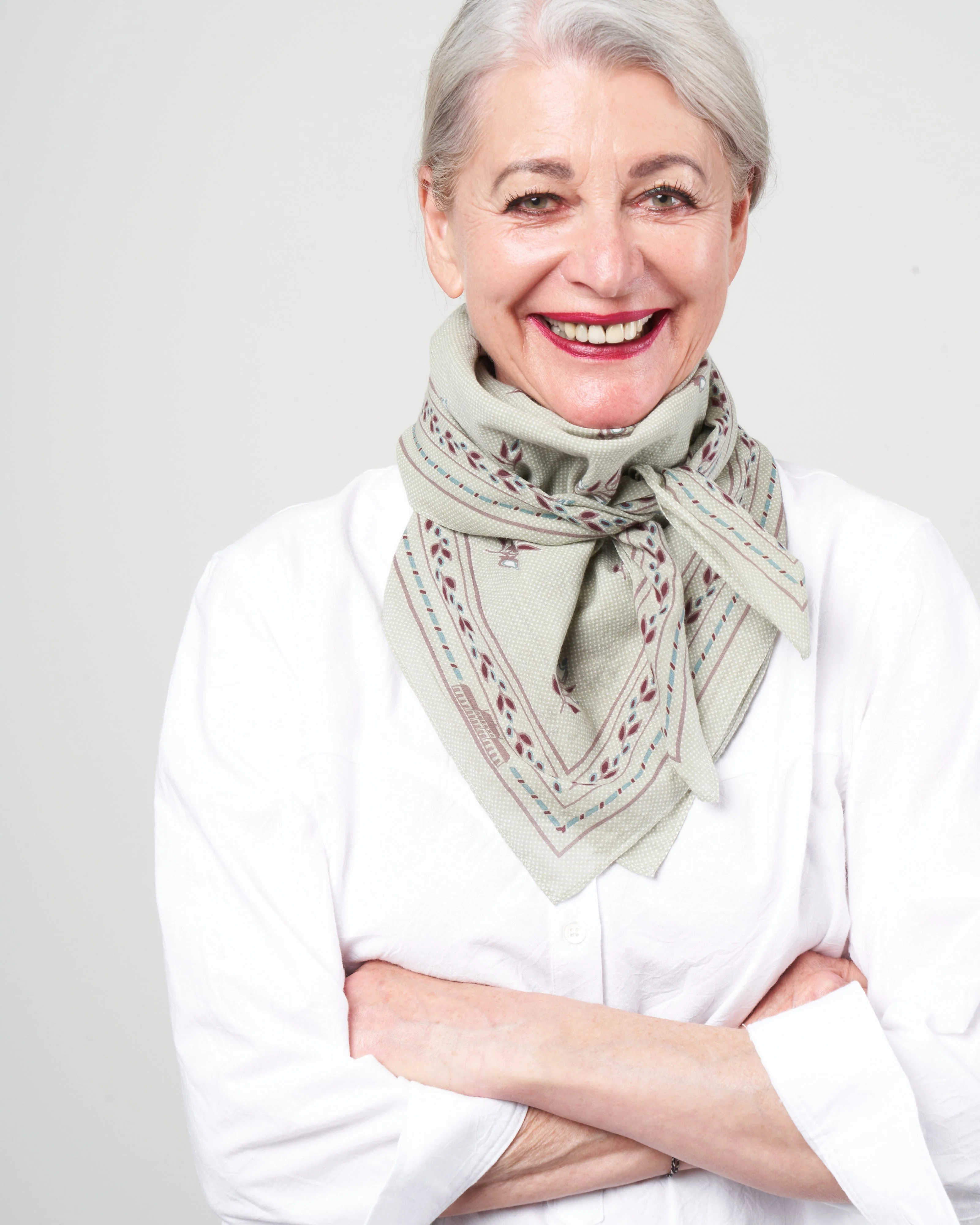 569 scarf - olive green cotton