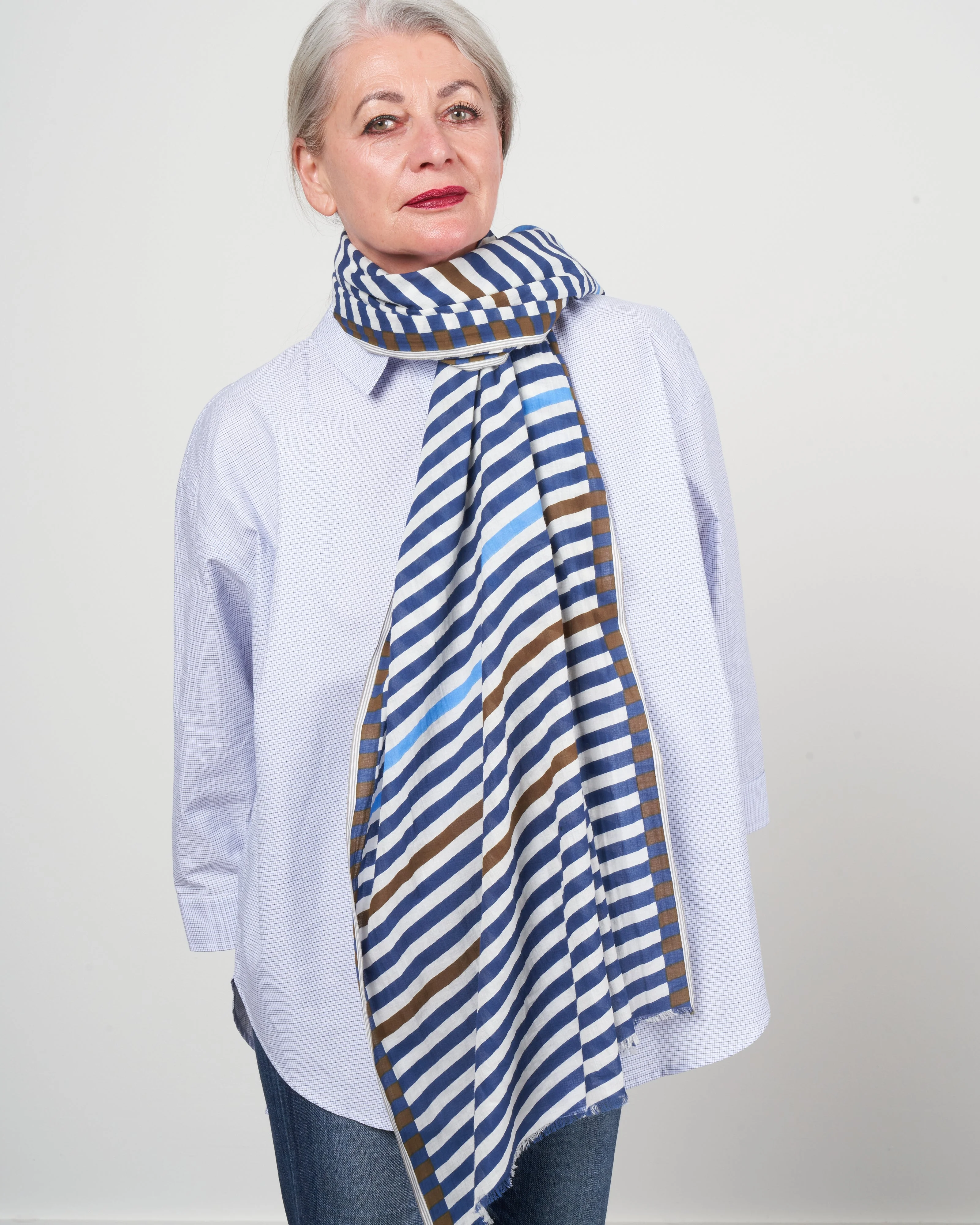 584 scarf - ink blue cotton - Image 2