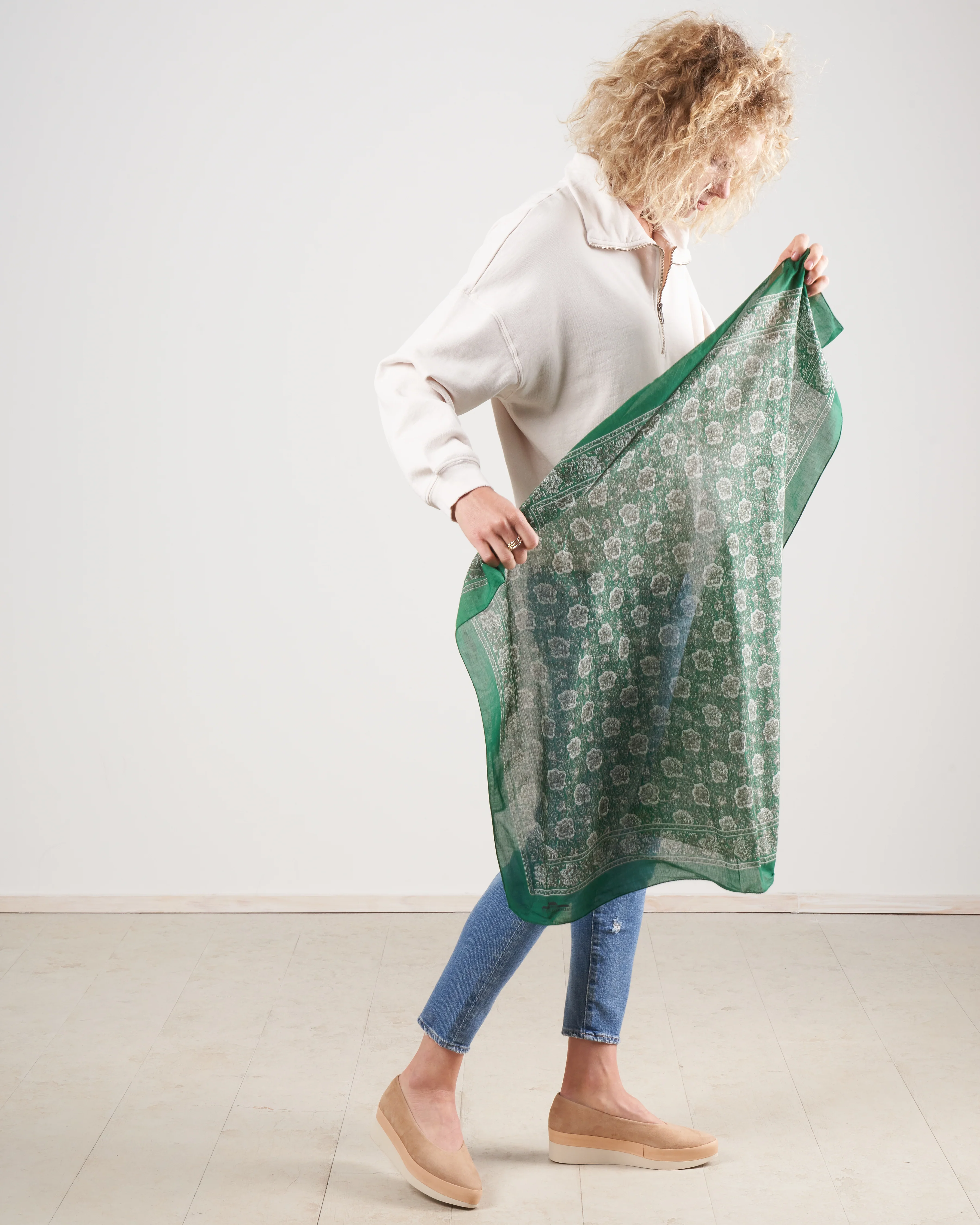 cotton scarf - evergreen - Image 3