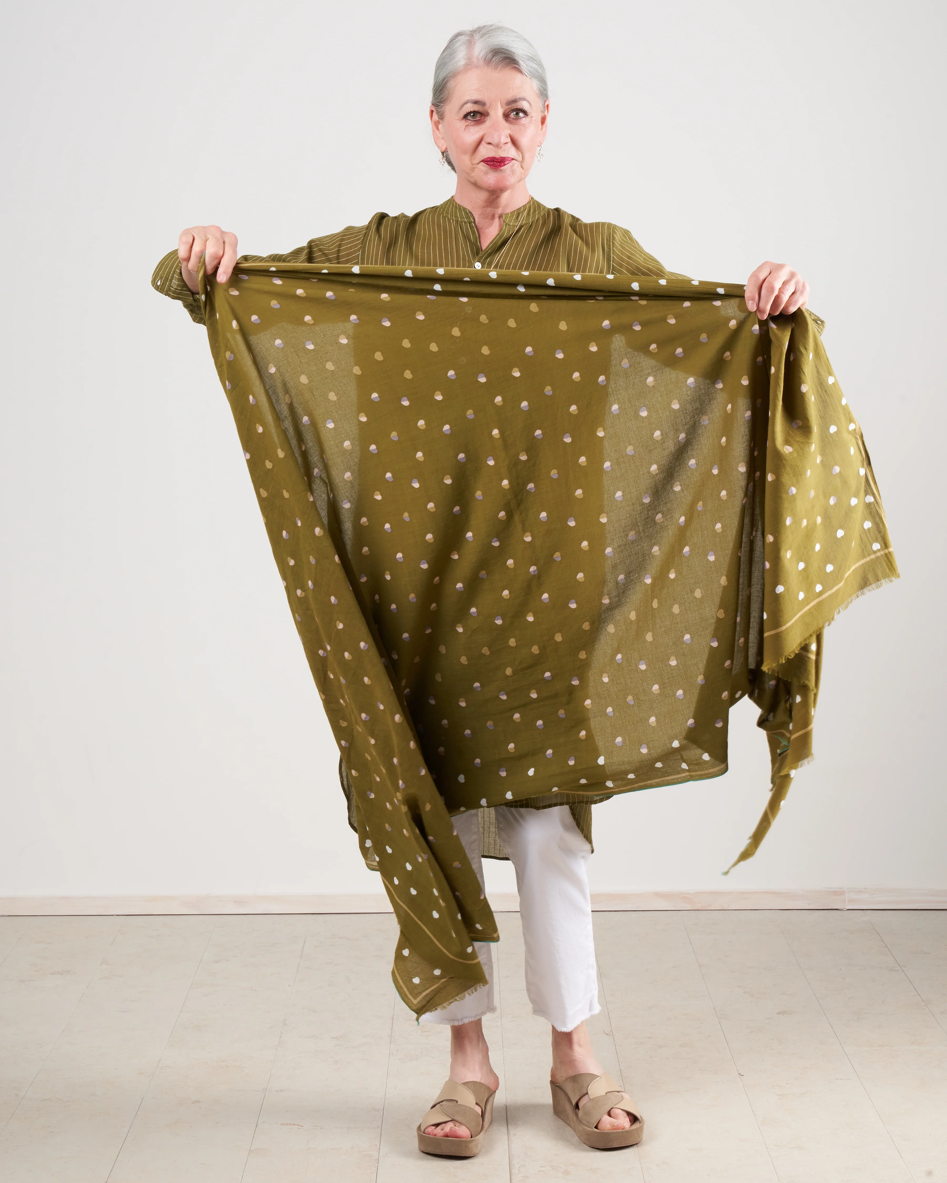 cotton scarf - kaki - Image 2