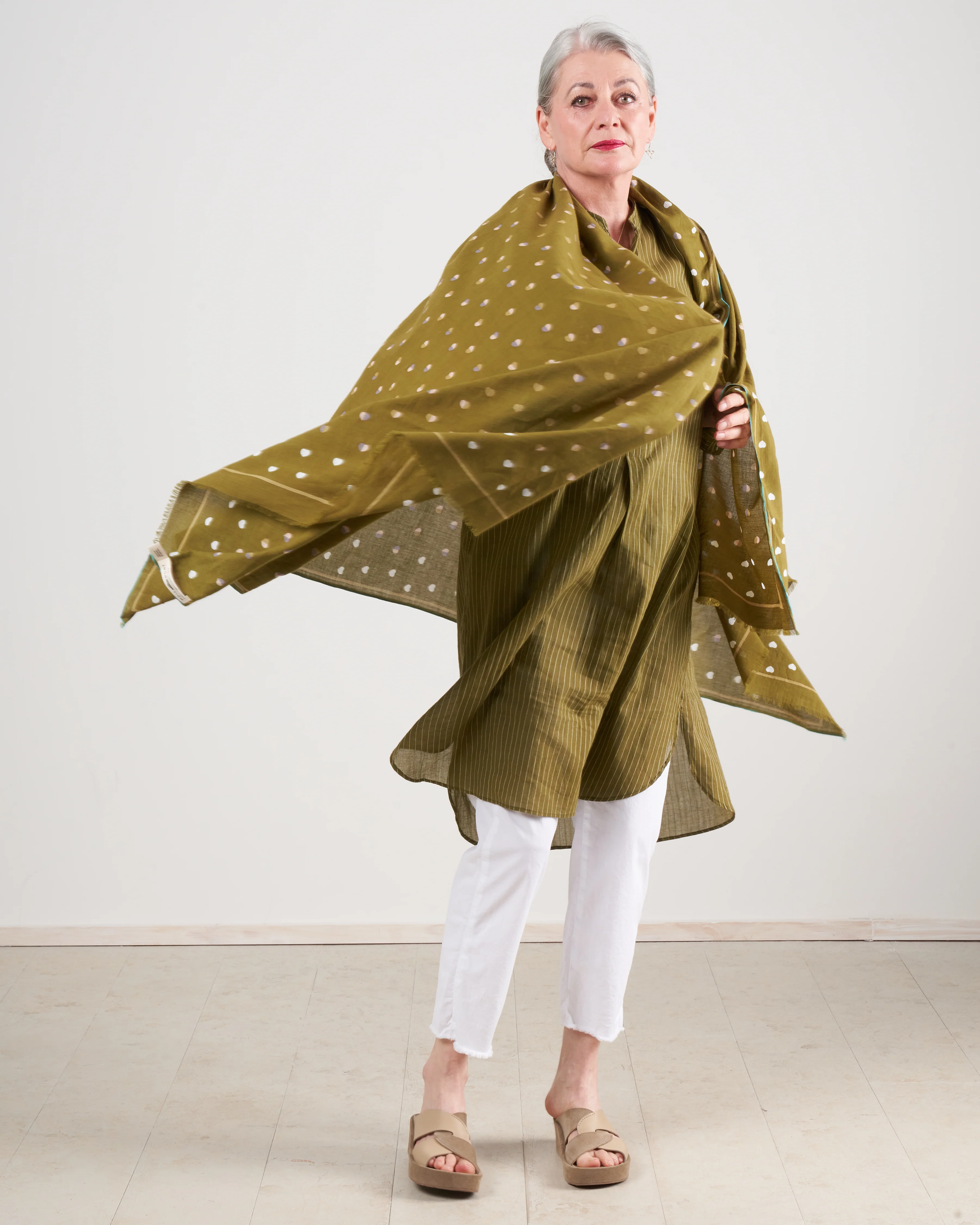 cotton scarf - kaki - Image 3
