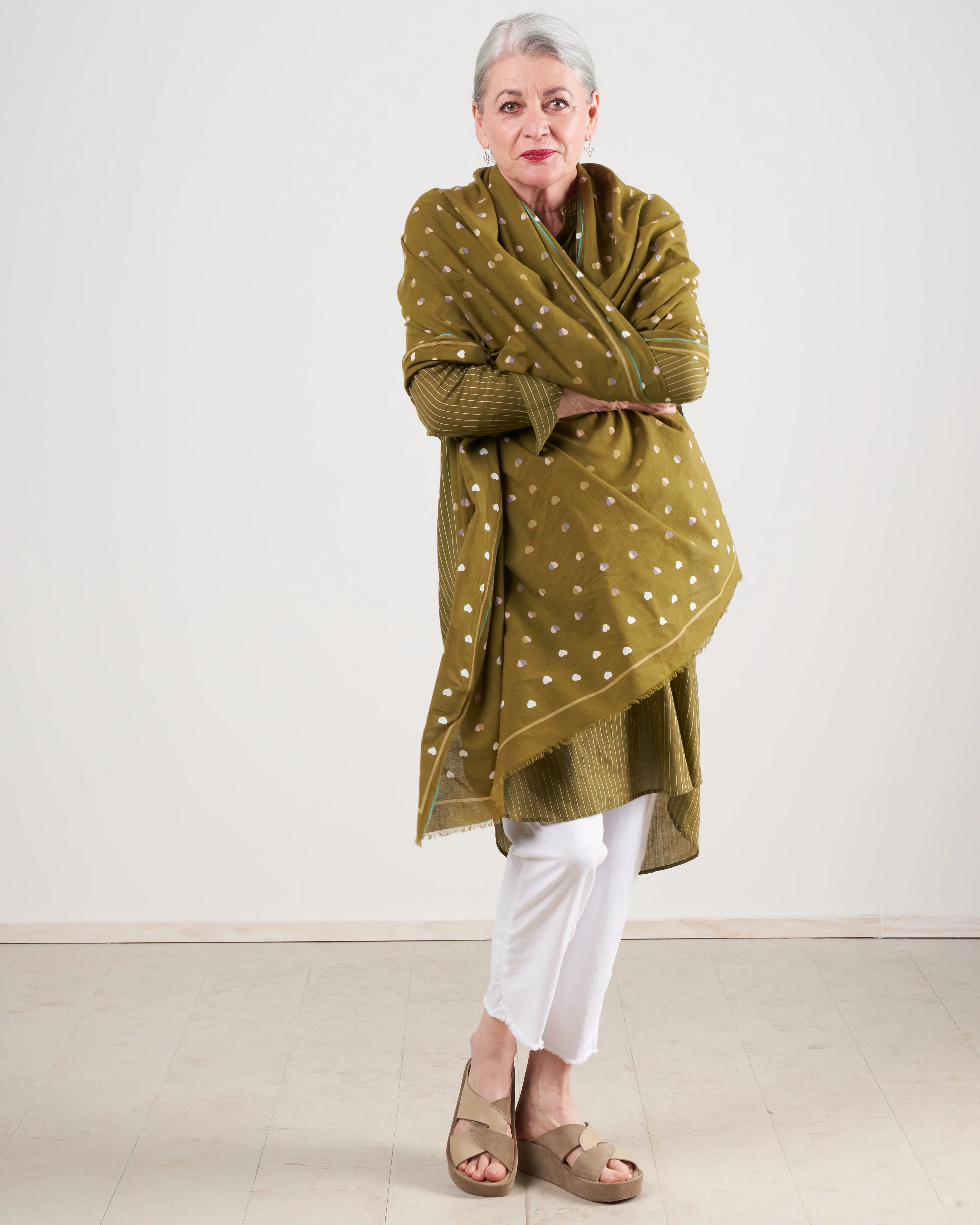 cotton scarf - kaki - Image 4