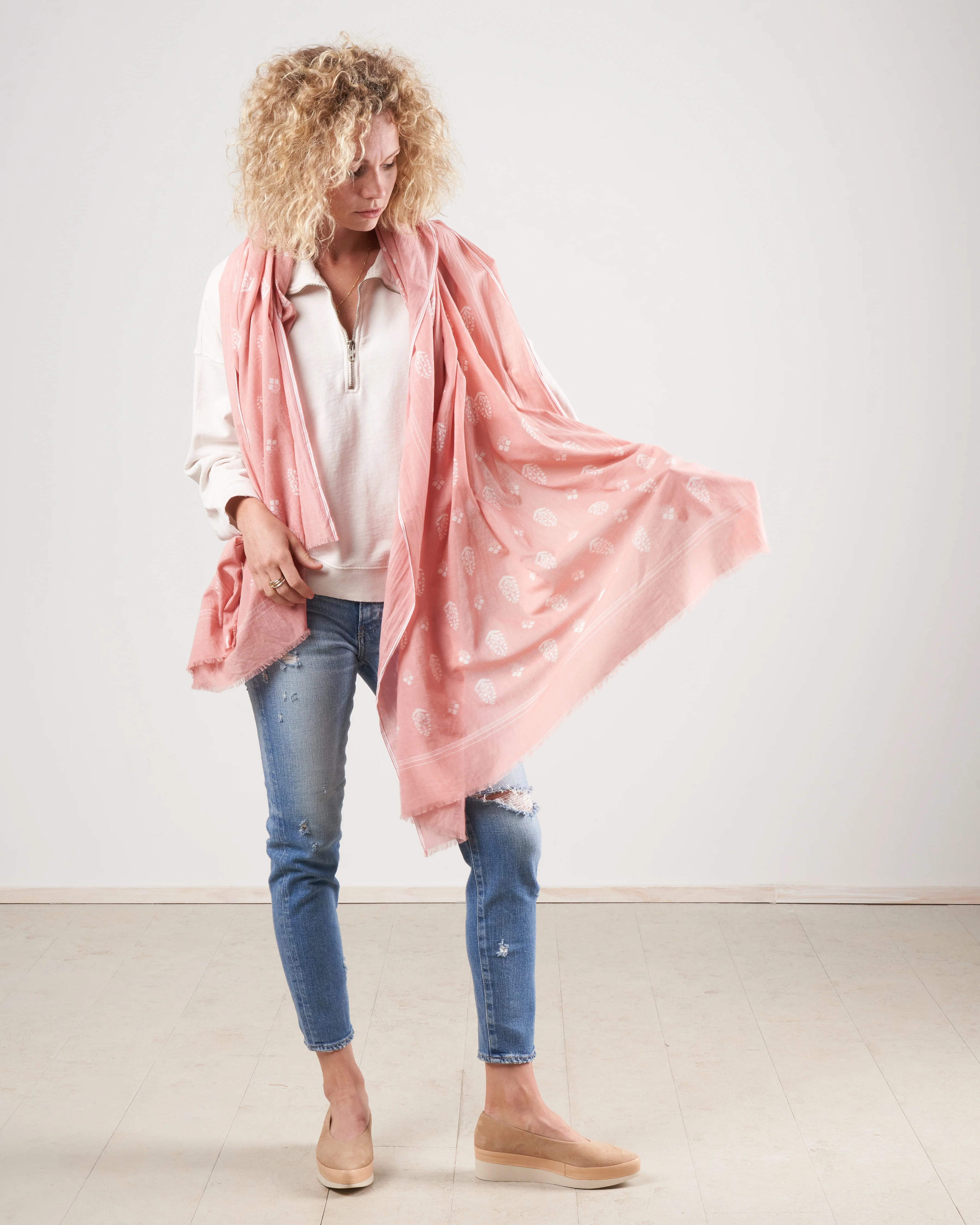 cotton scarf - light pink - Image 3