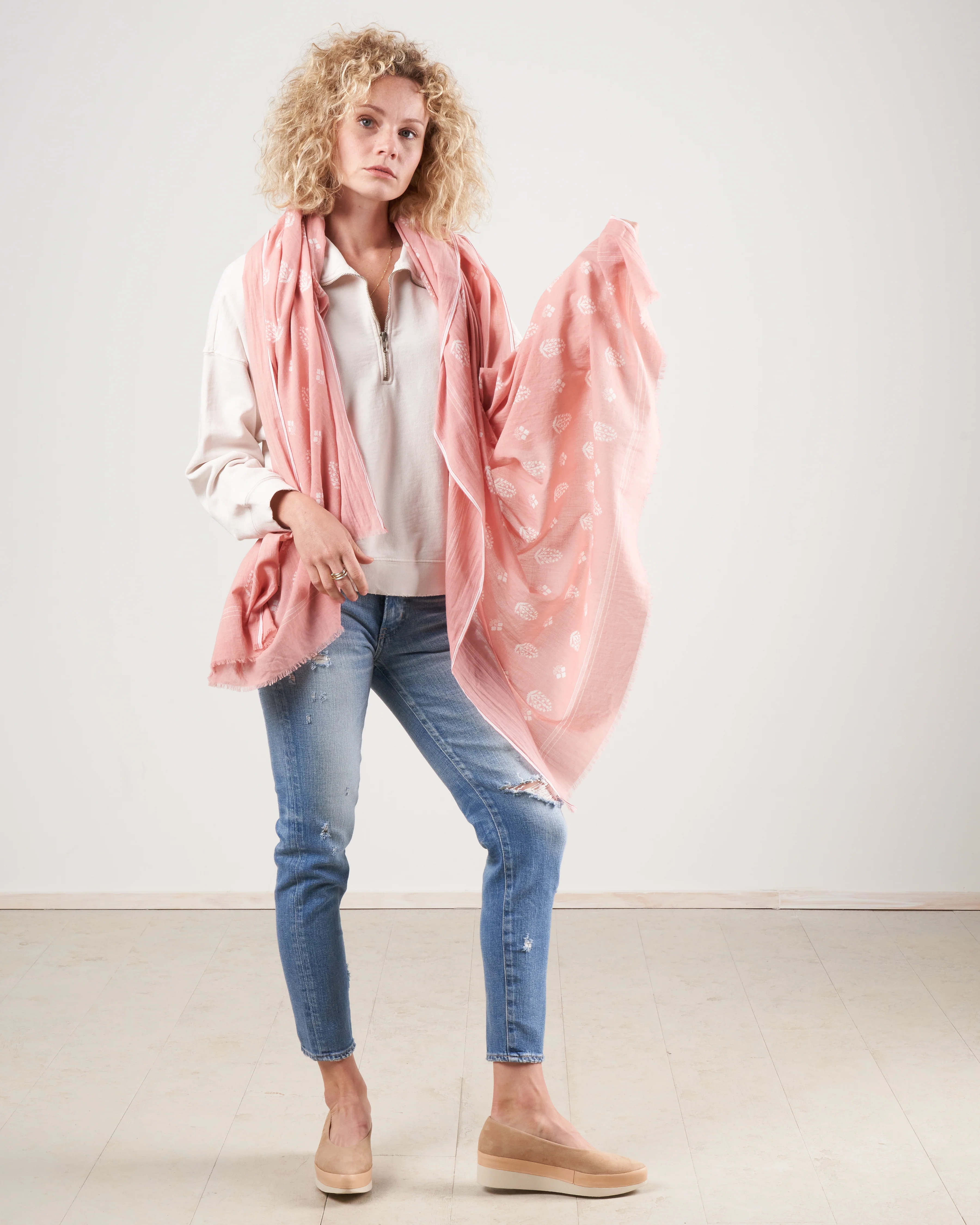 cotton scarf - light pink - Image 4