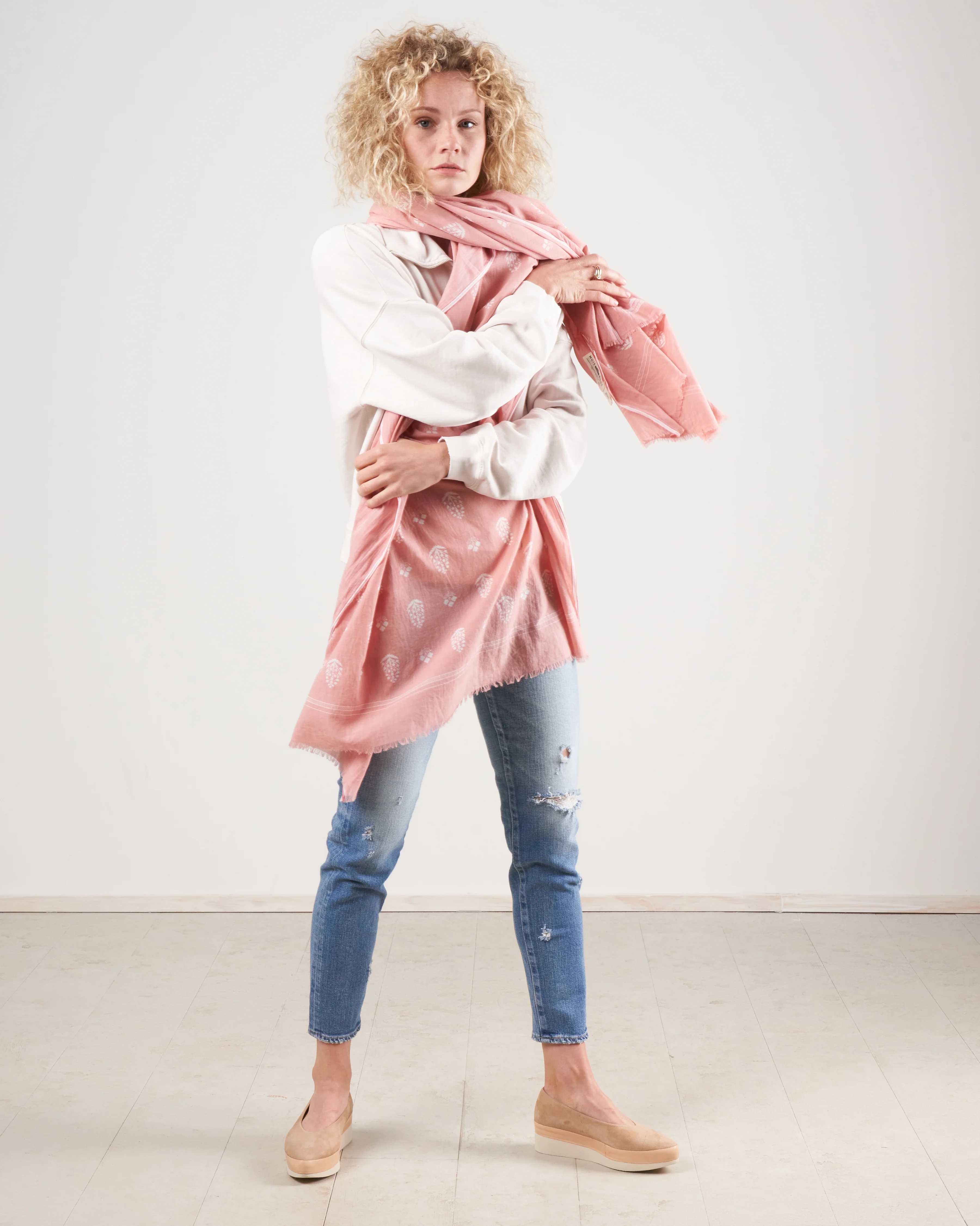cotton scarf - light pink - Image 5