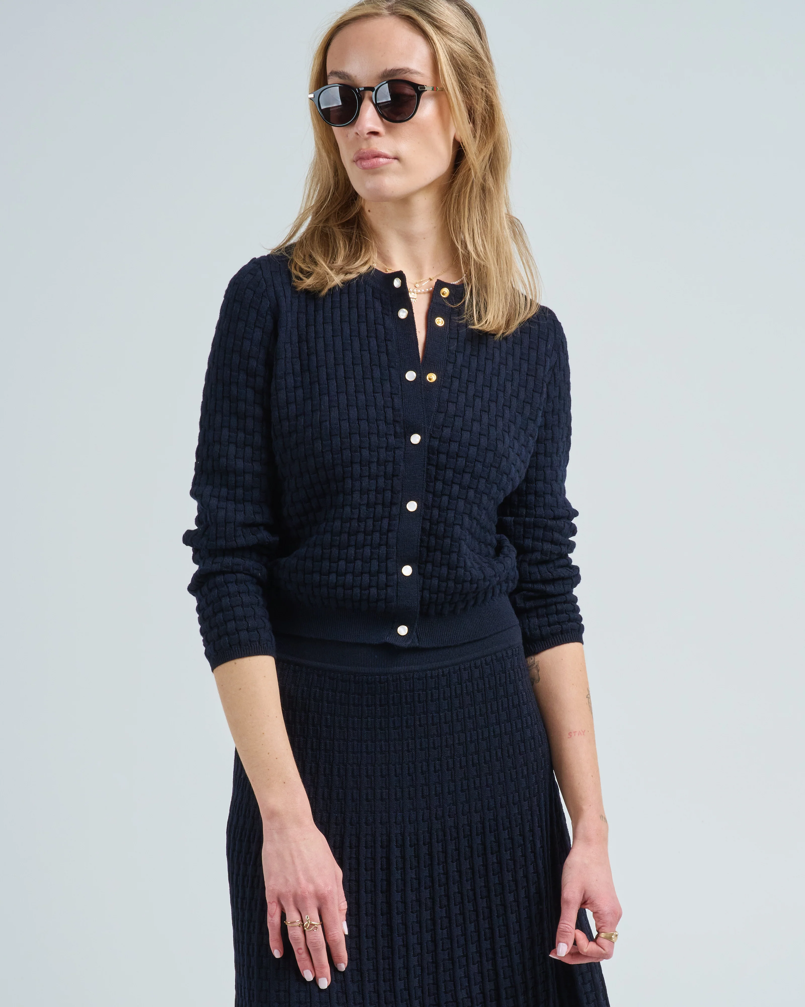 cannage knit cardigan