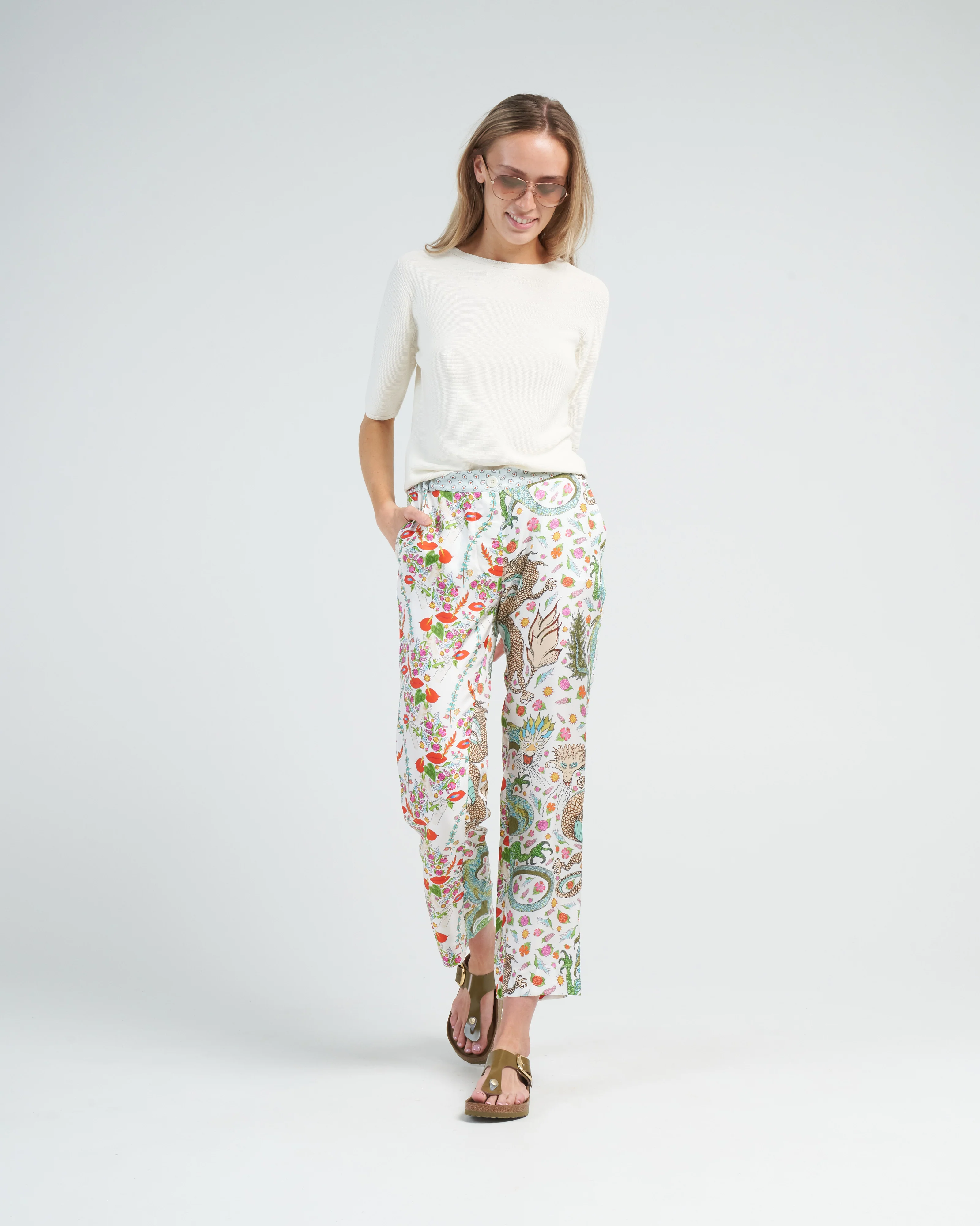 fine cotton top with elbow length sleeves - milk - Image 2