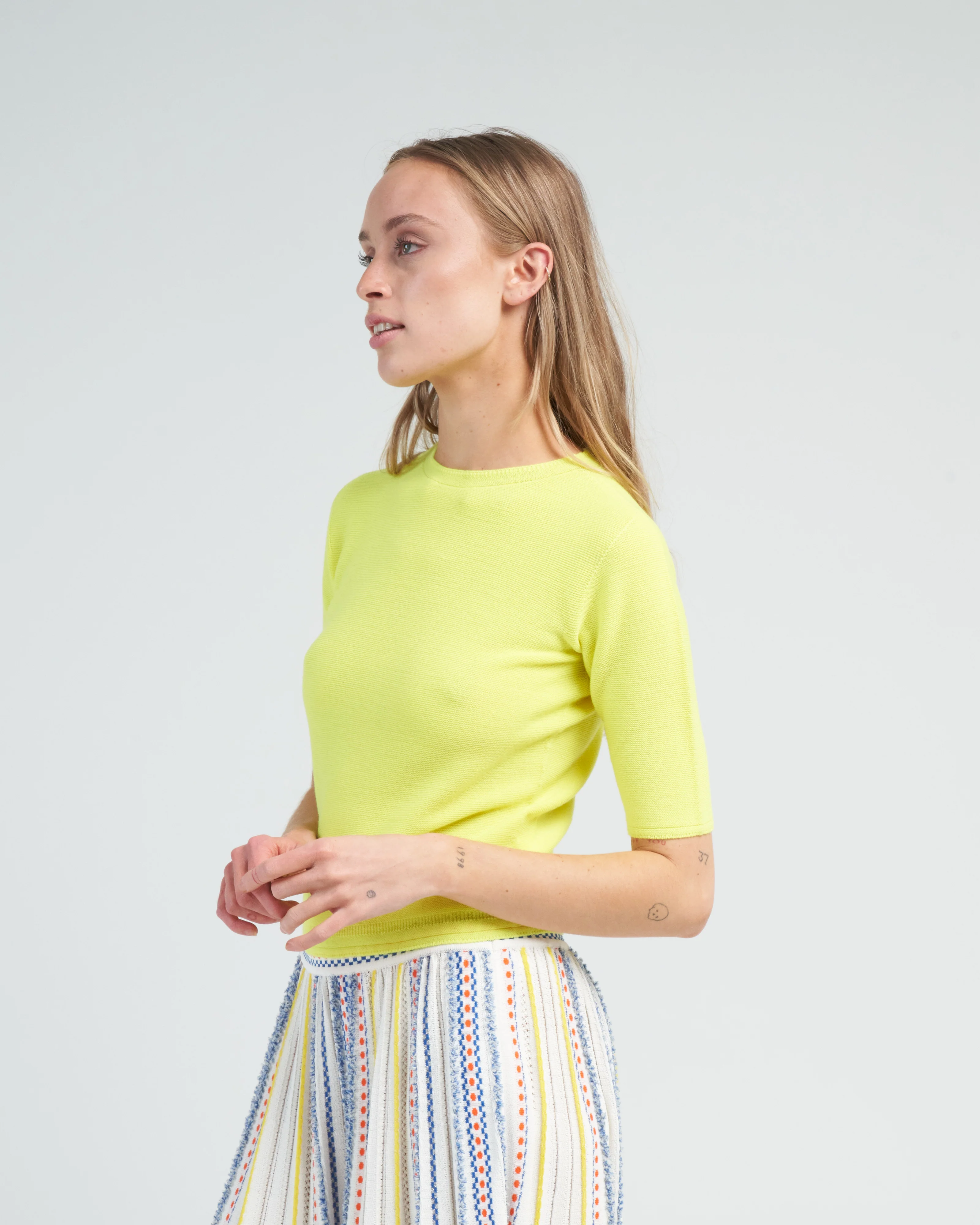 fine top with elbow length sleeves - limoncello - Image 3