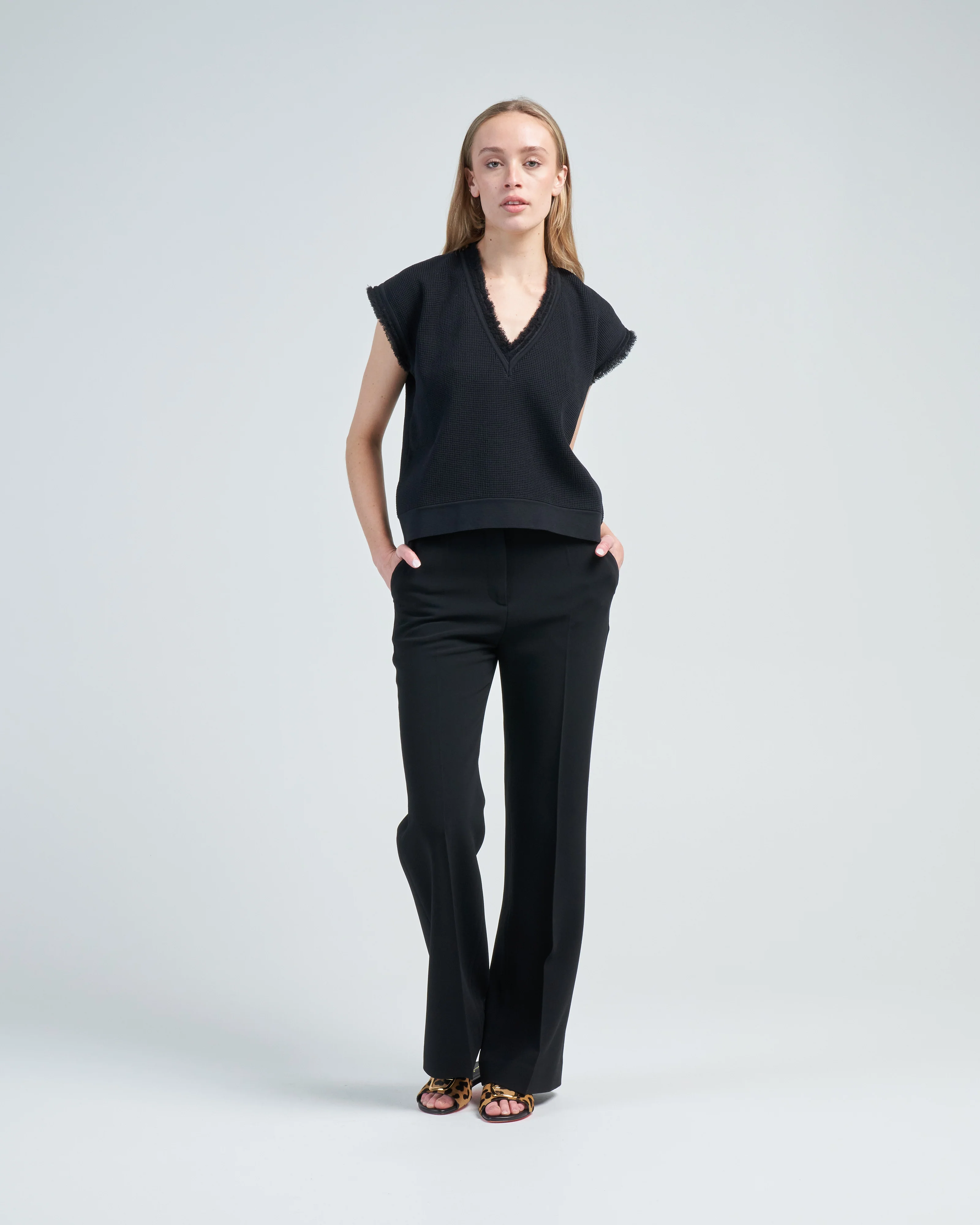 fringed v-neck knit top - Image 3