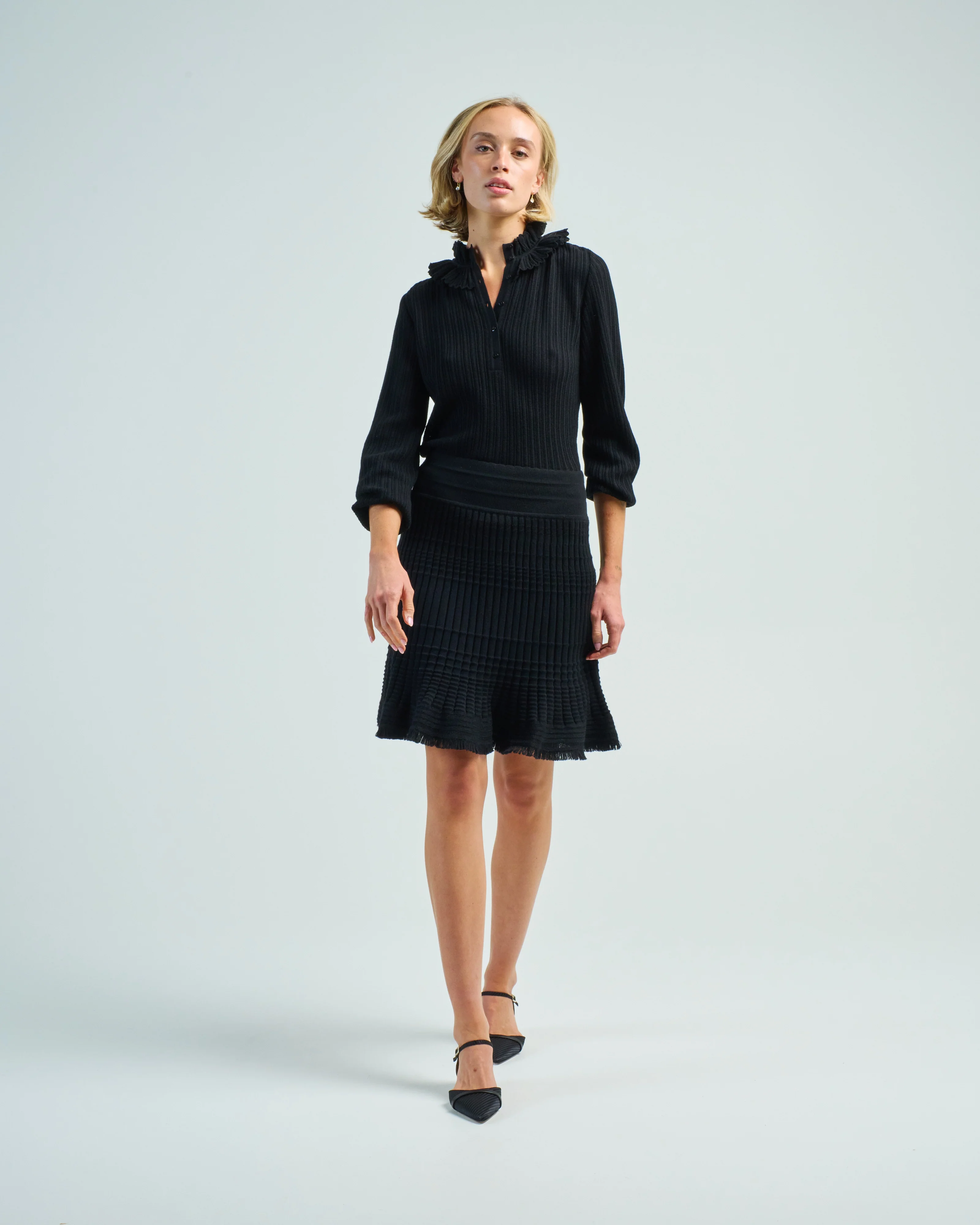longchamp chevron knit blouse w/ open stitch - Image 2