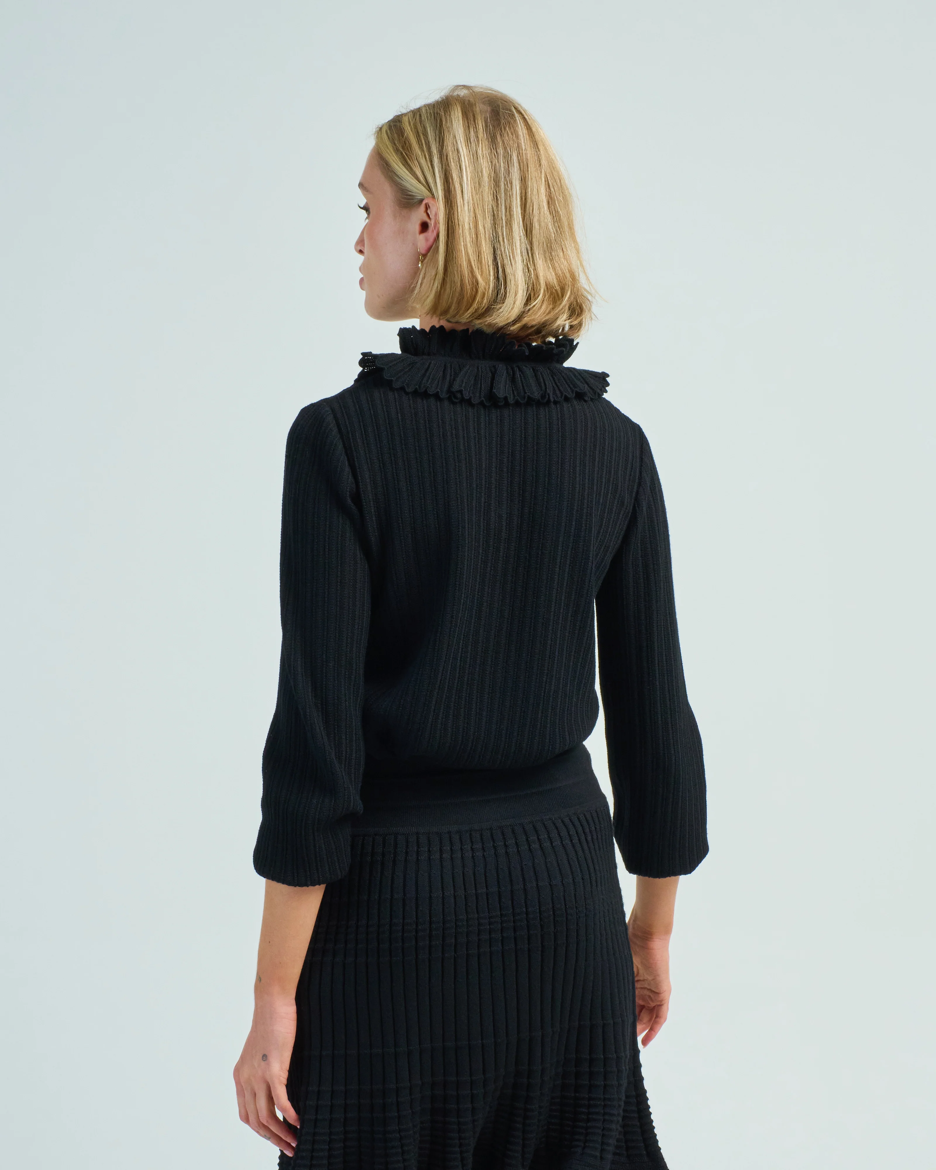 longchamp chevron knit blouse w/ open stitch - Image 4