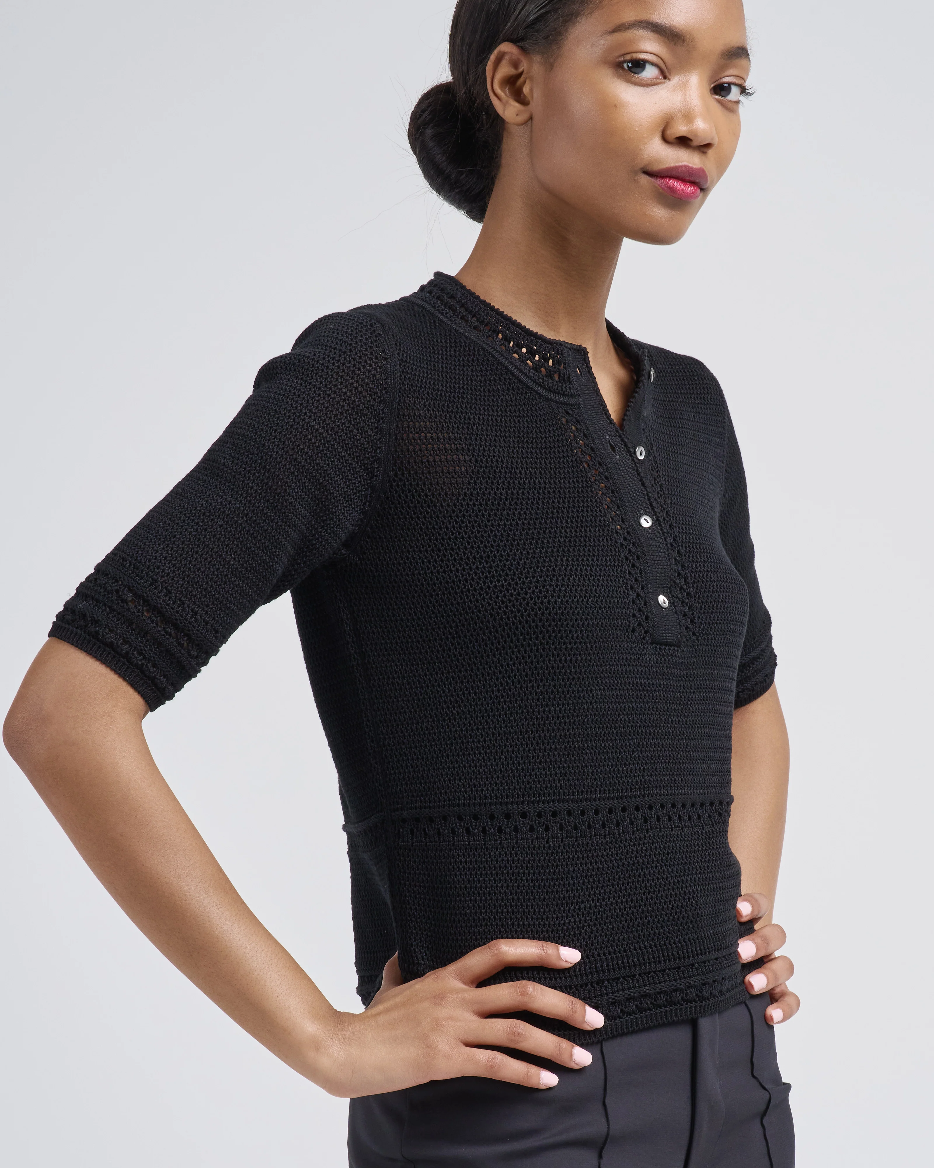 macrame stitch elbow knit top - Image 4