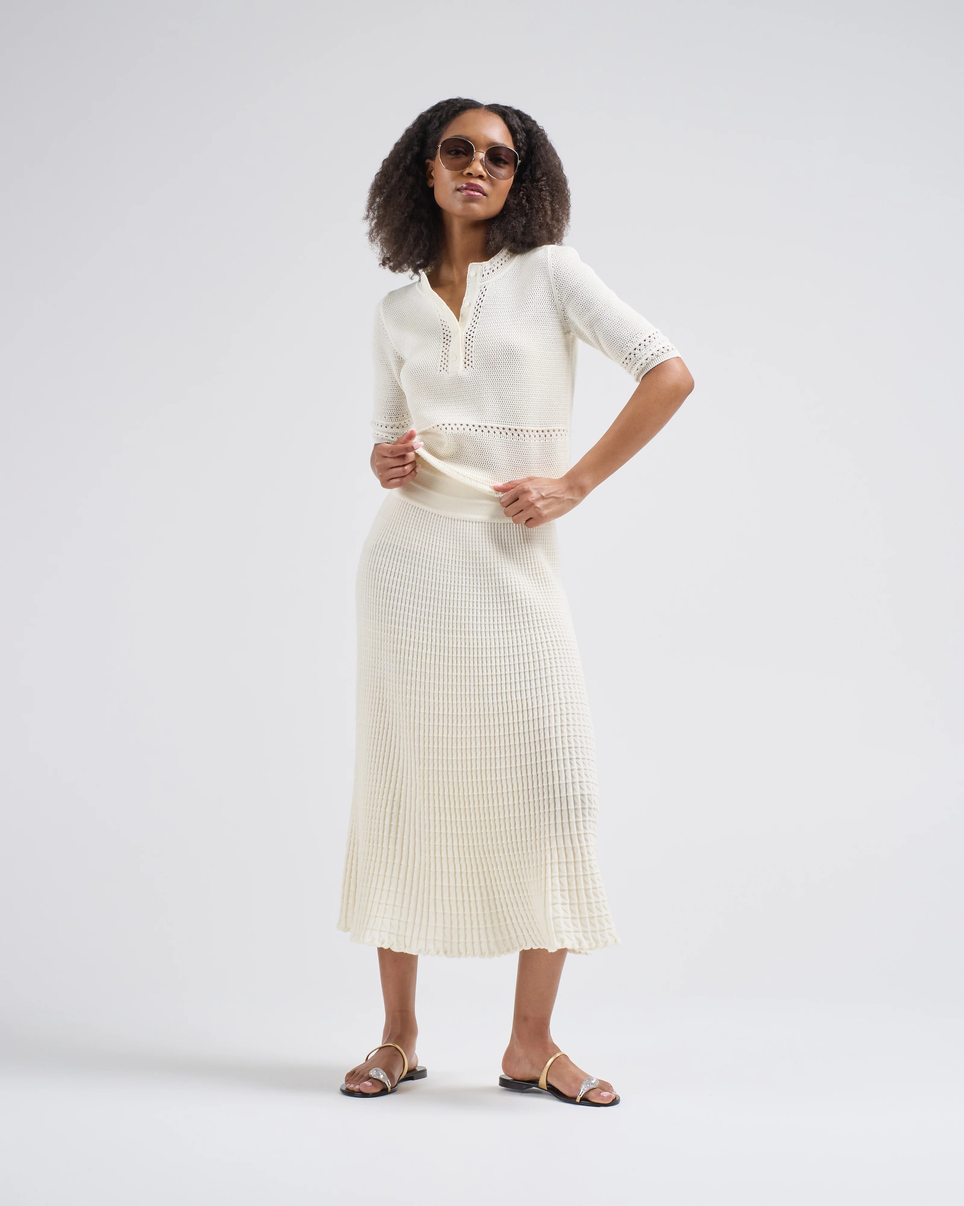 macrame stitch elbow knit top - Image 3