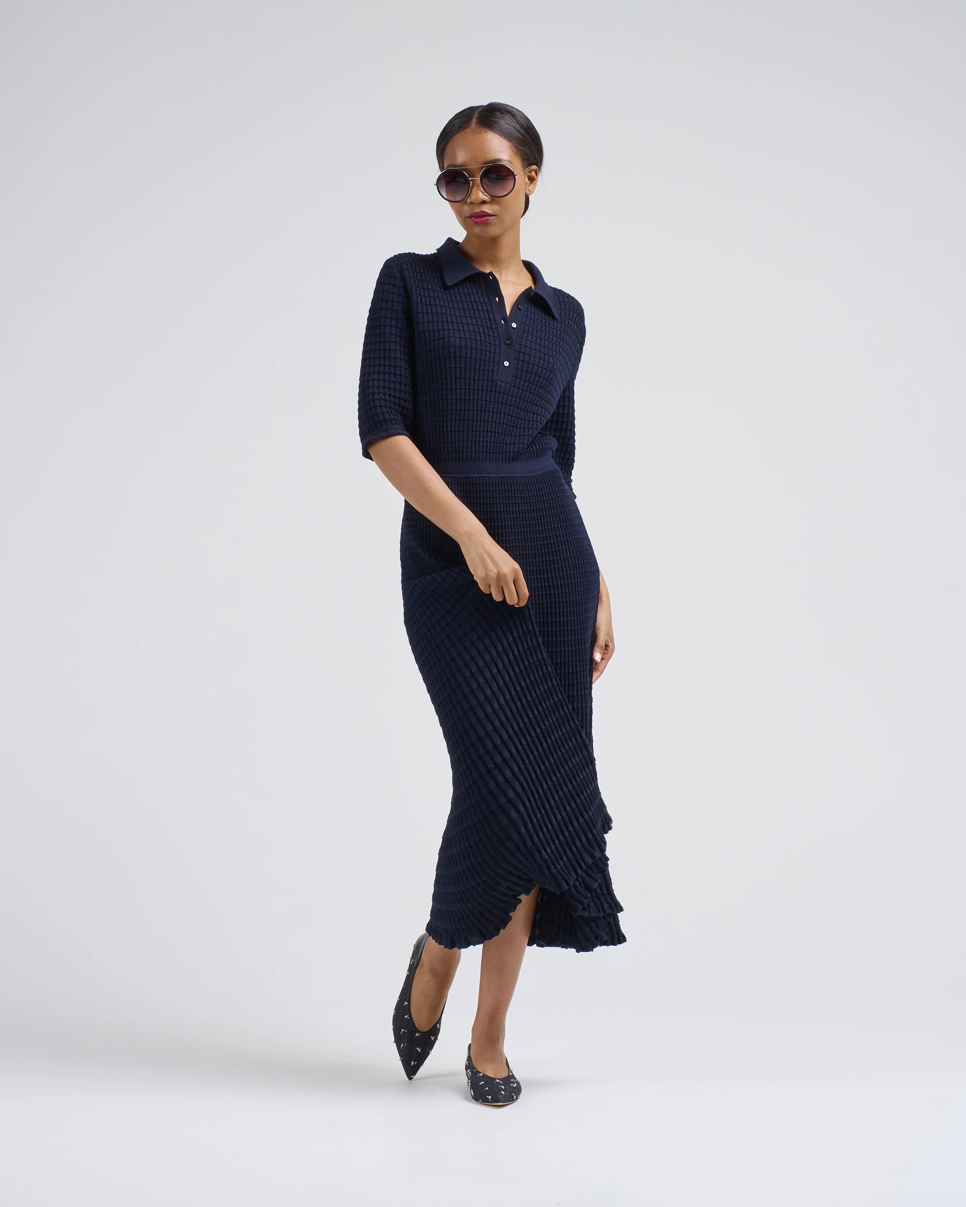 origami knit flowing long dress - Image 3