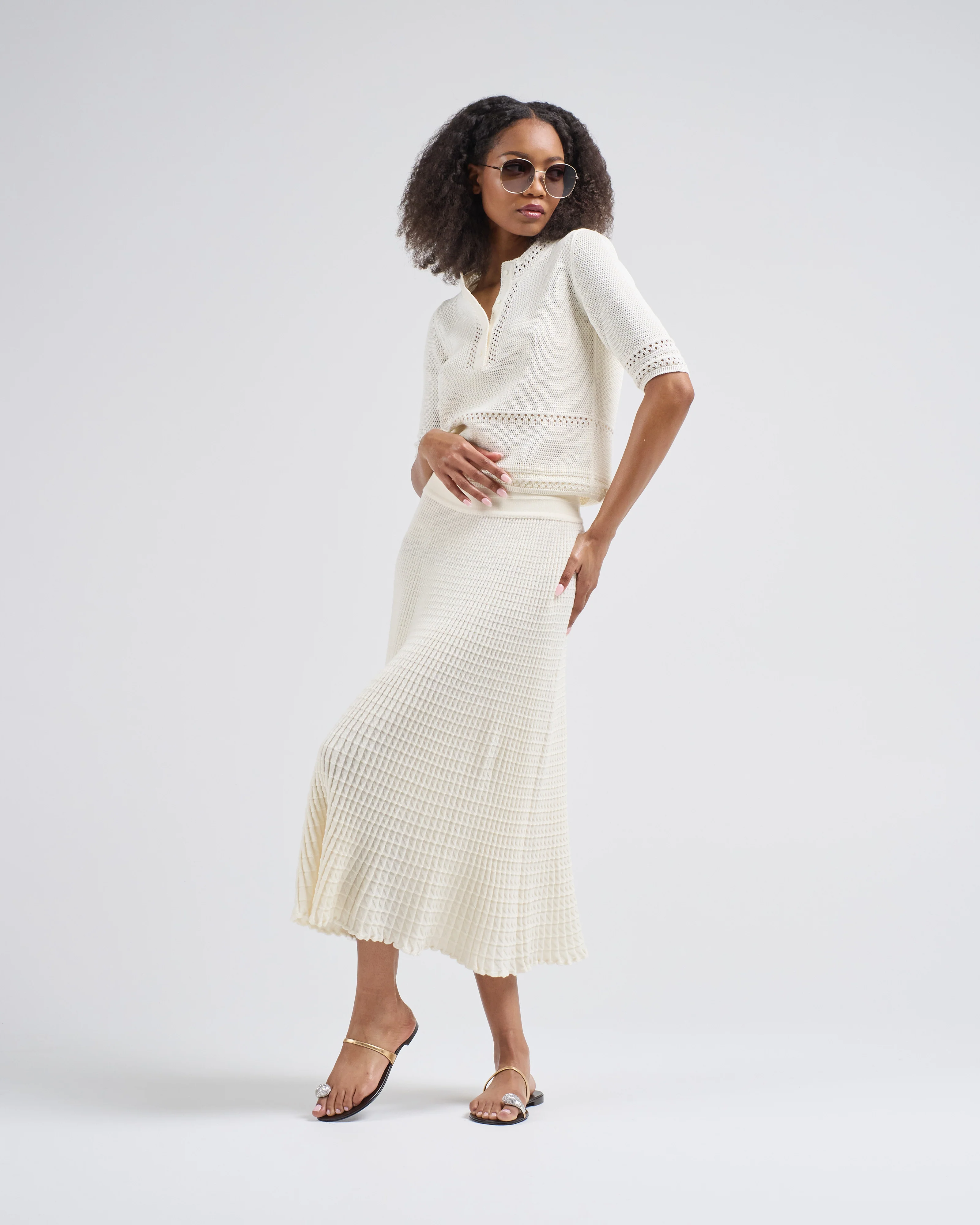 origami knit flowing skirt