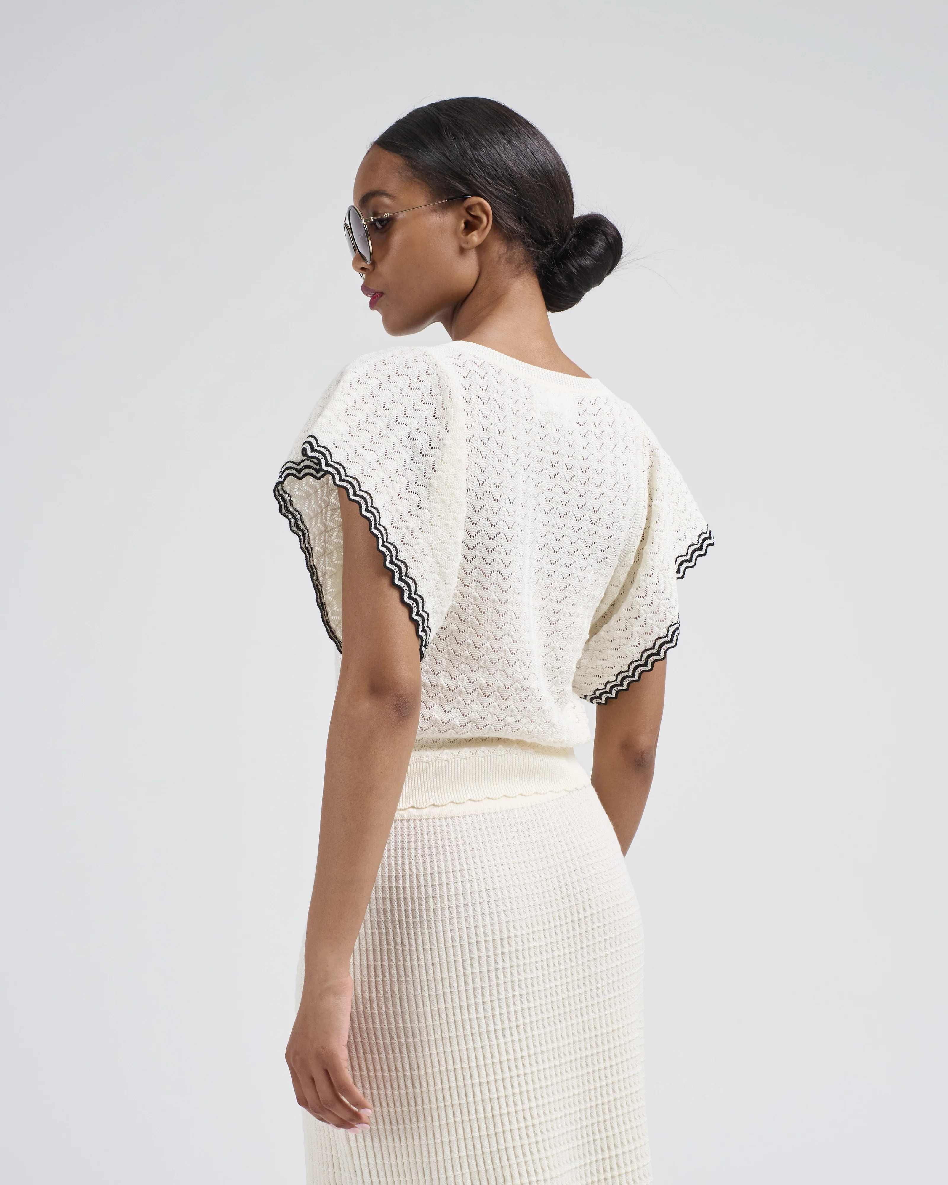 pointelle v neck top - Image 5
