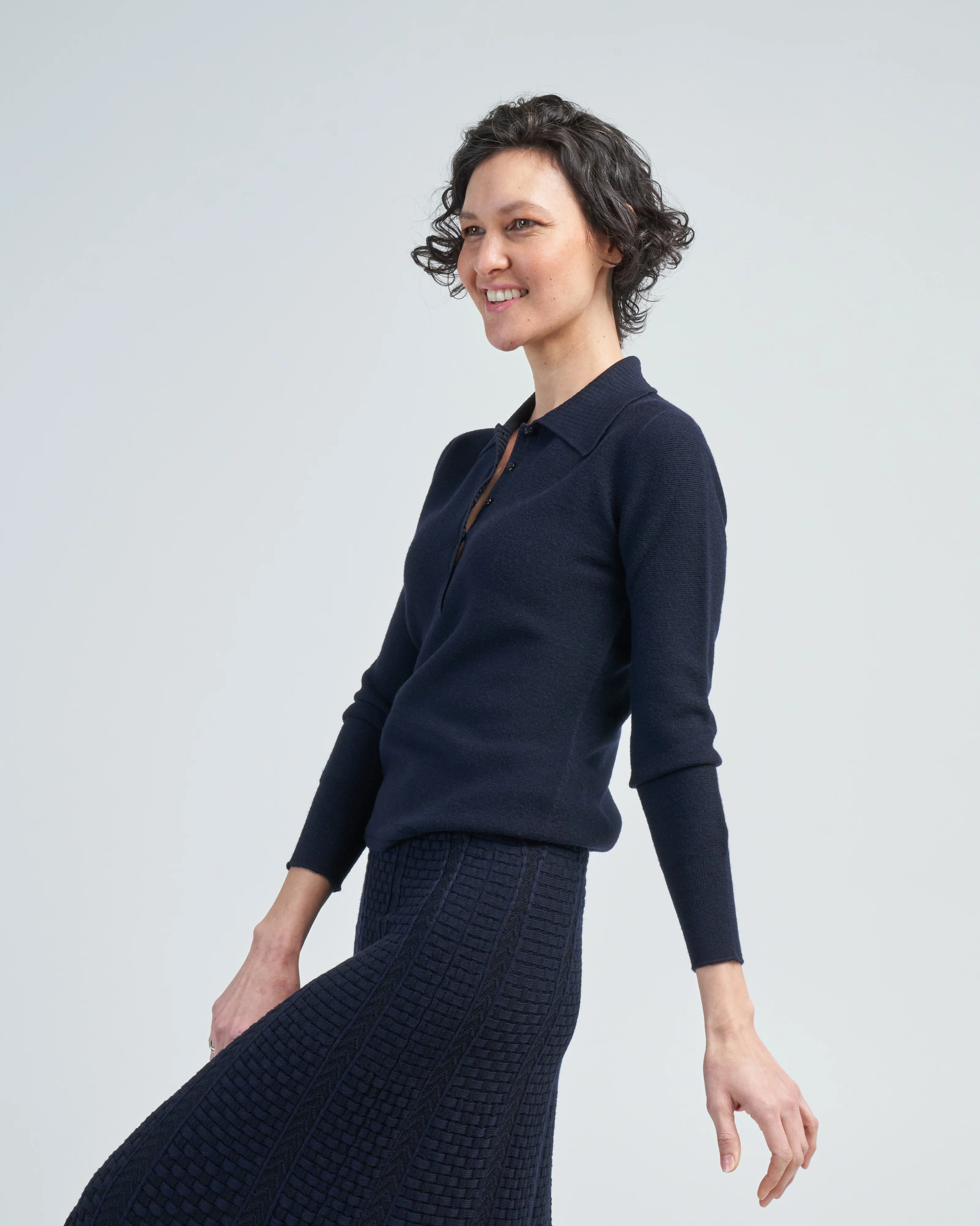 seamless fine knit polo - Image 3