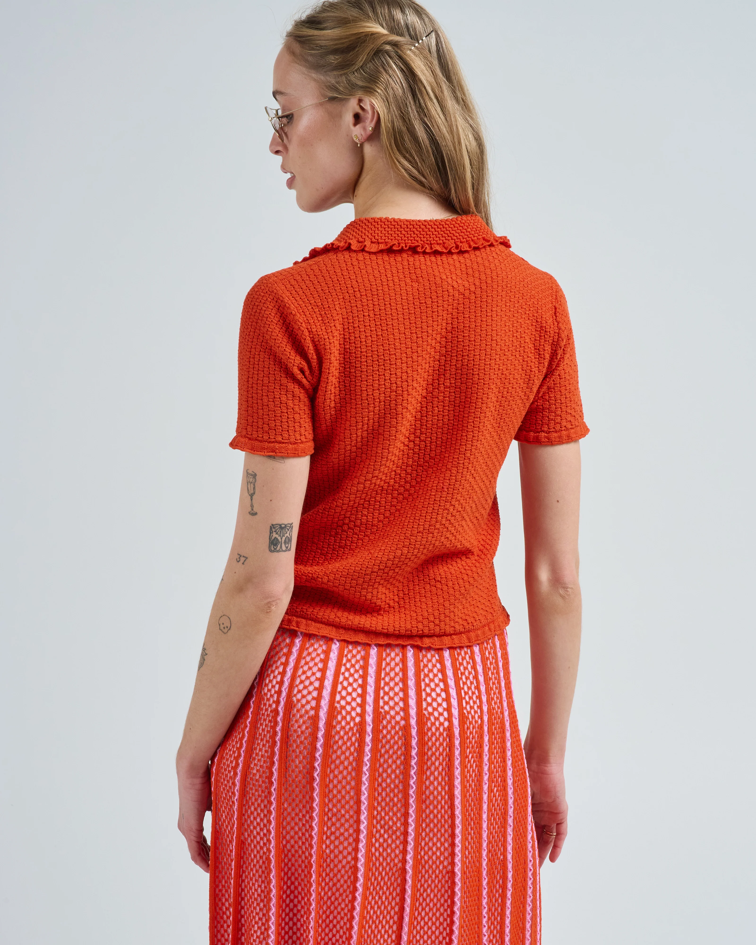 short sleeves light textured knit polo - Image 4