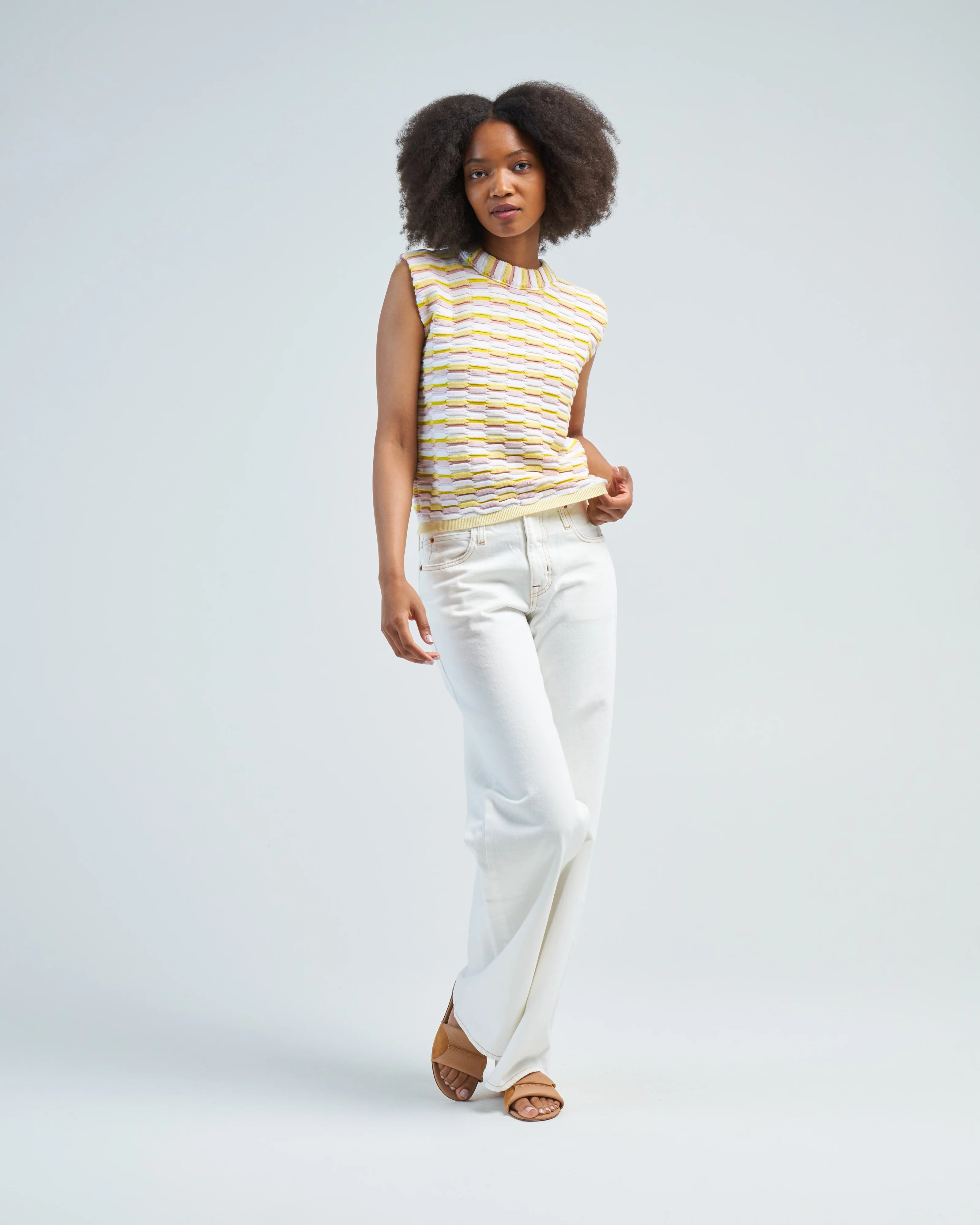 sleeveless structured top in zellige stitch - Image 2