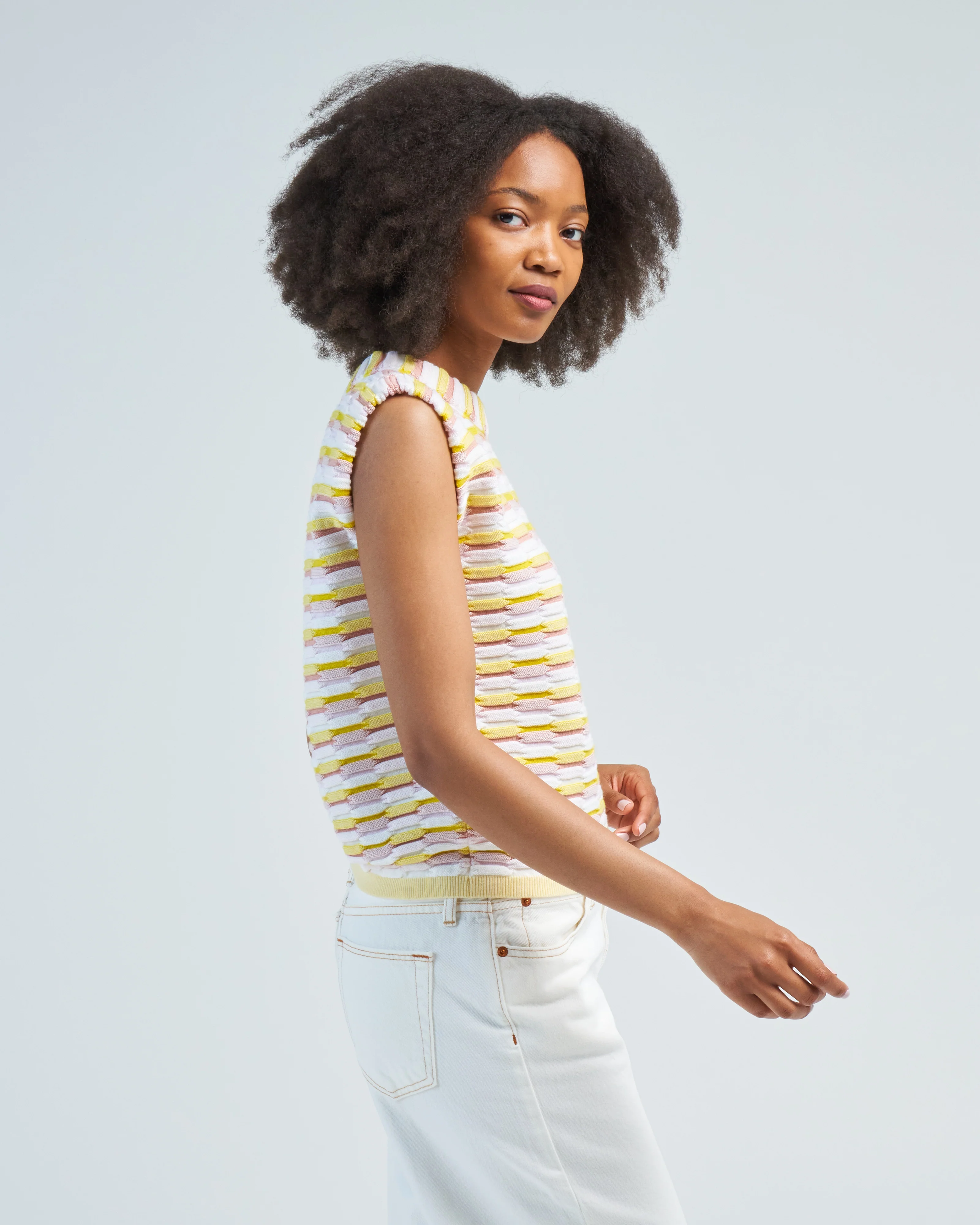 sleeveless structured top in zellige stitch - Image 3
