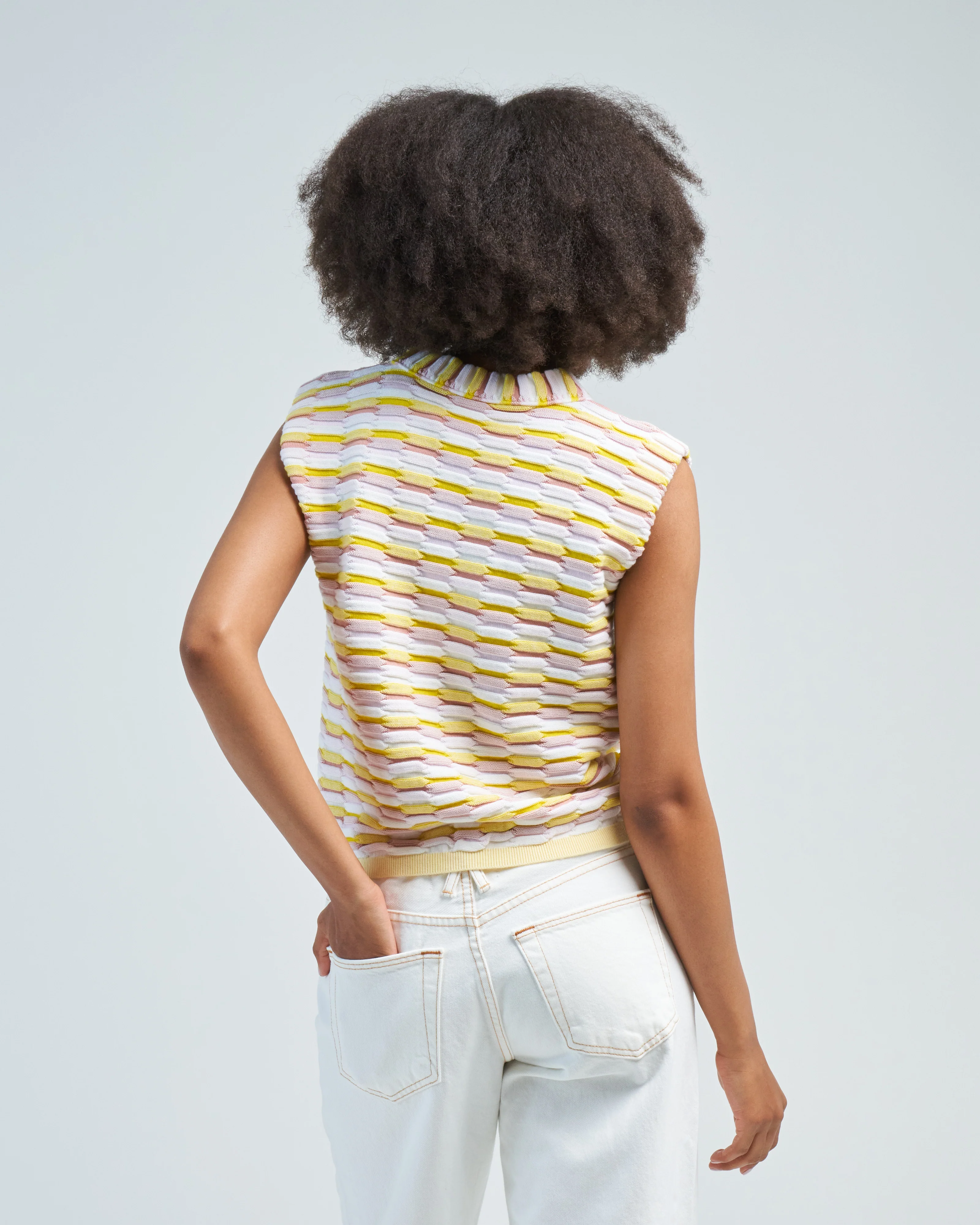 sleeveless structured top in zellige stitch - Image 4
