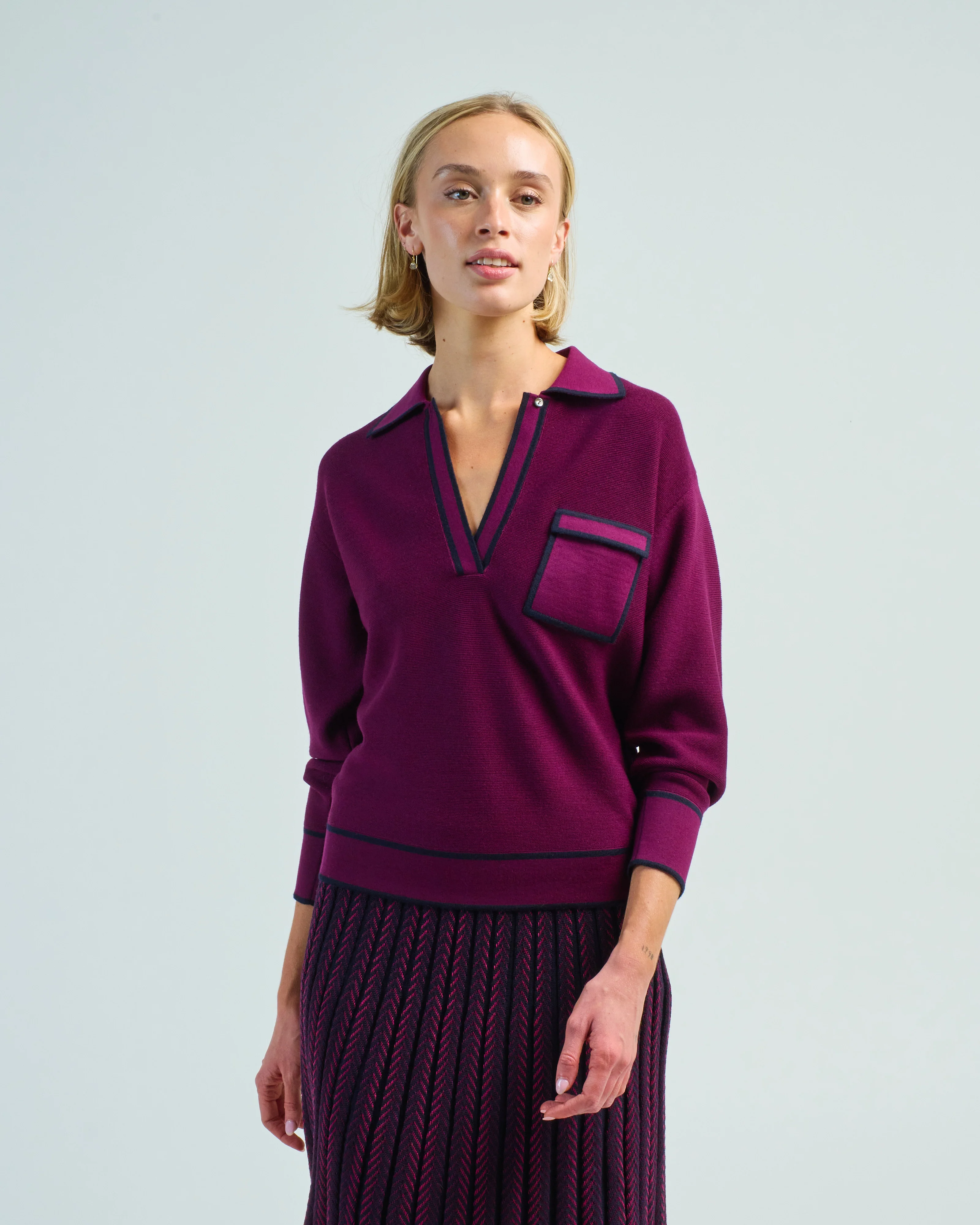 slick longsleeve knit polo - Image 2
