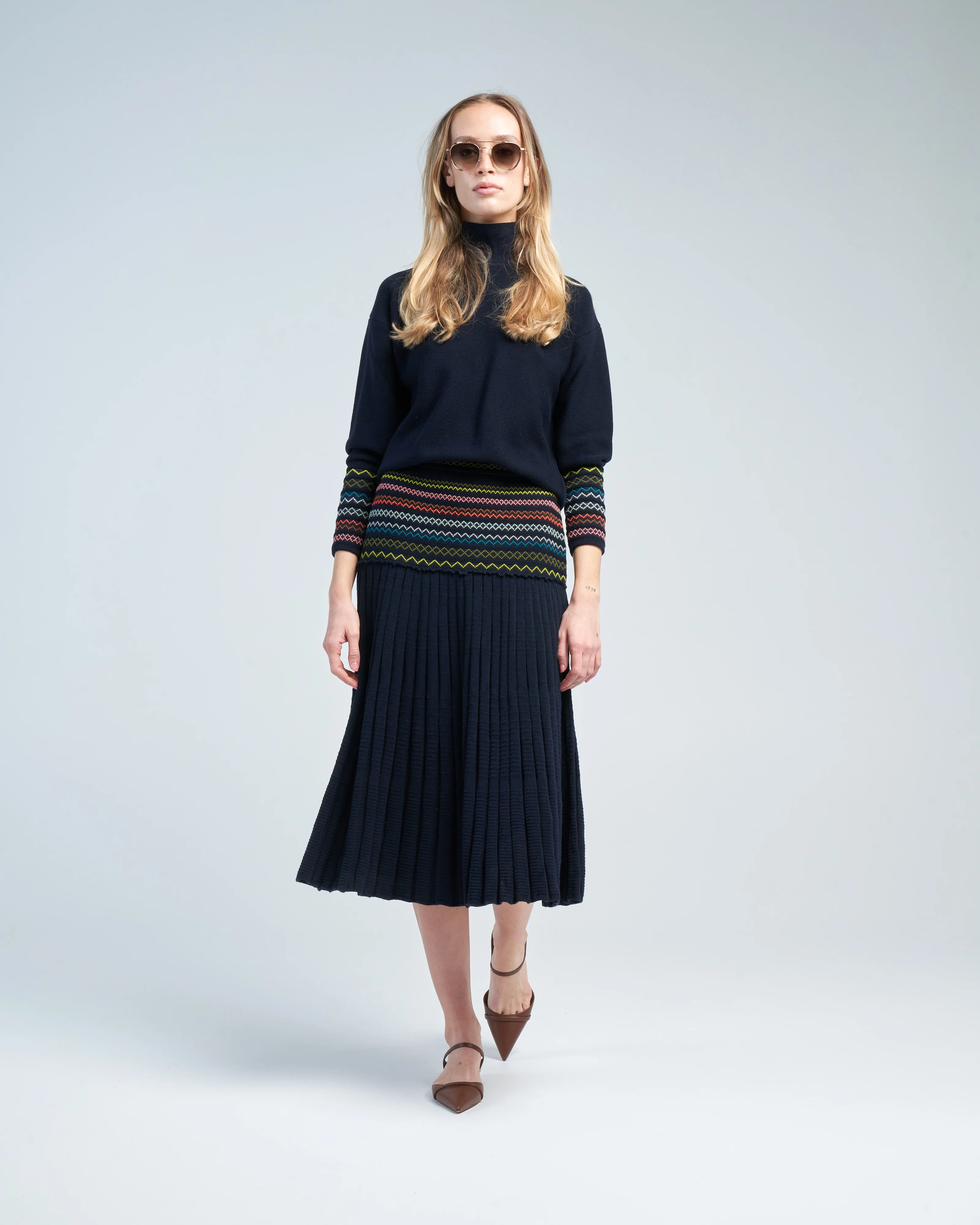 smock effect jacquard skirt - Image 3