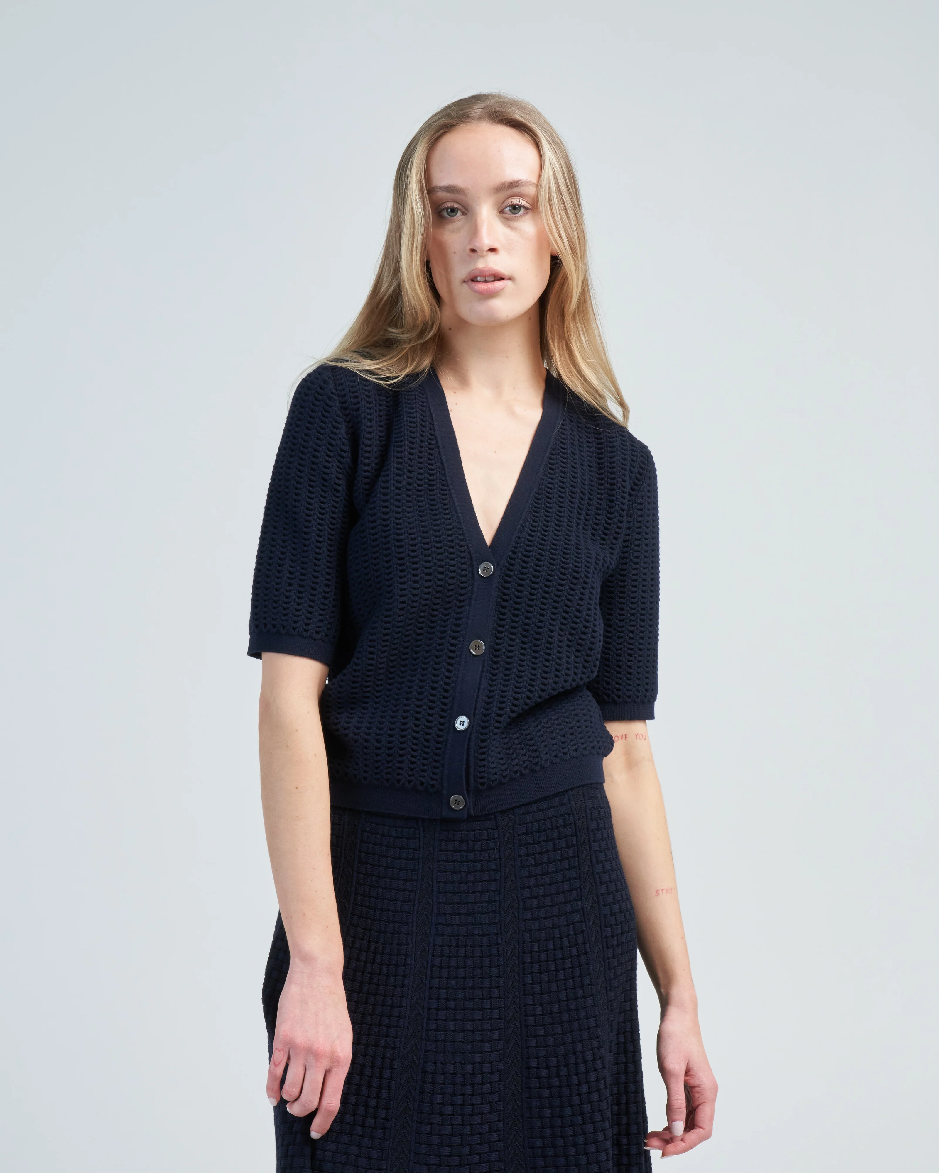 smock knit couture elbow cardi - Image 2