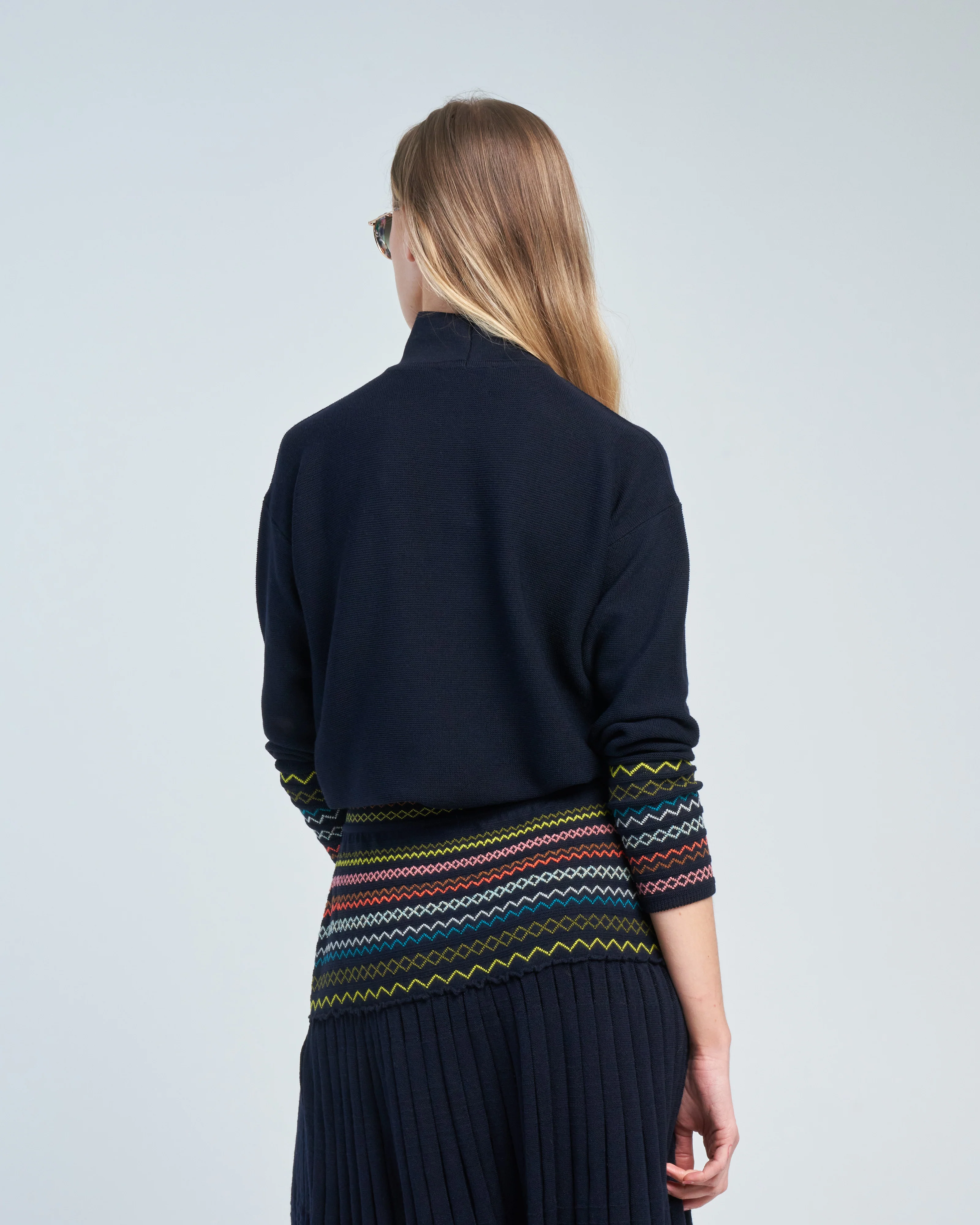 smocked high neck knit top - Image 4