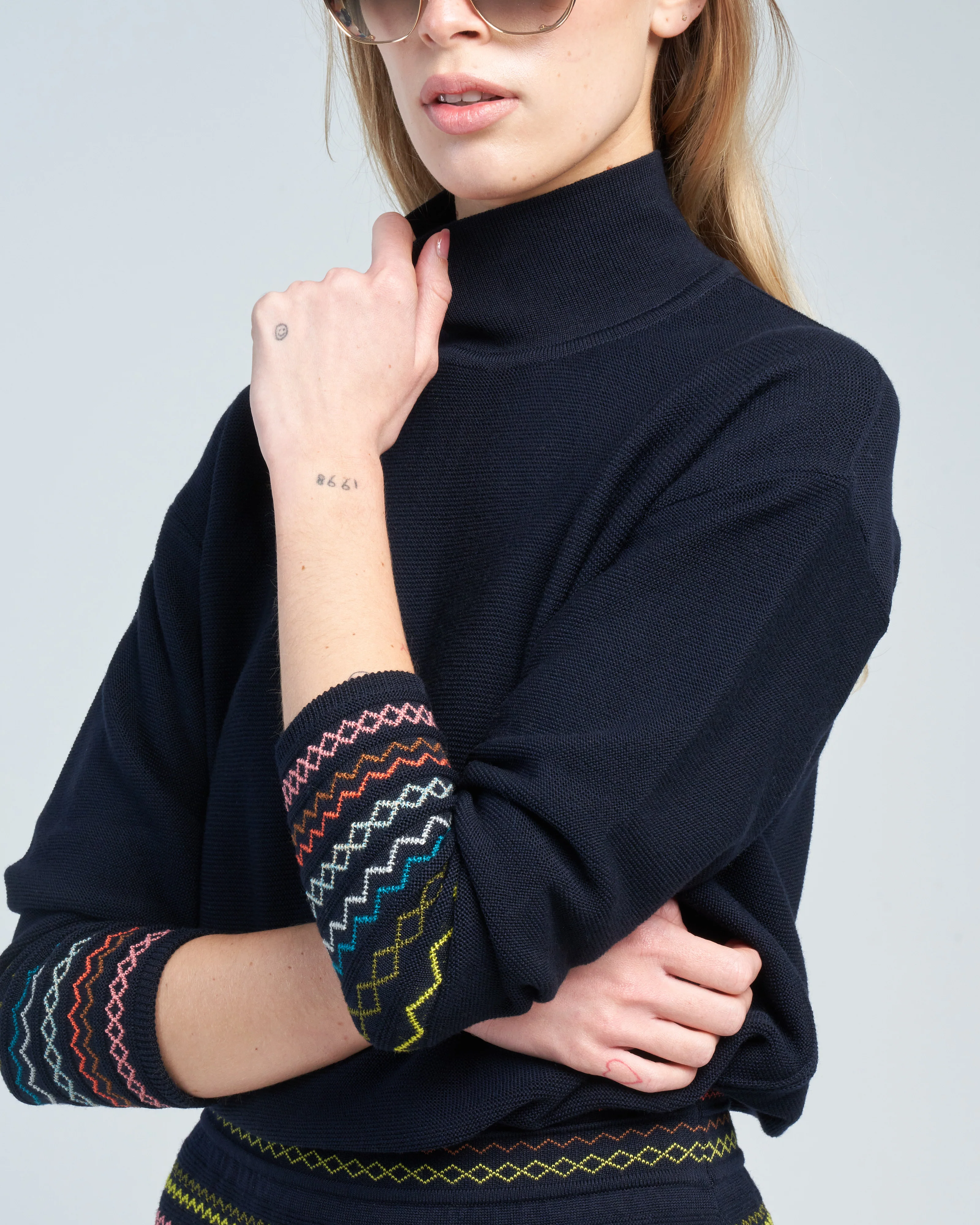 smocked high neck knit top - Image 5