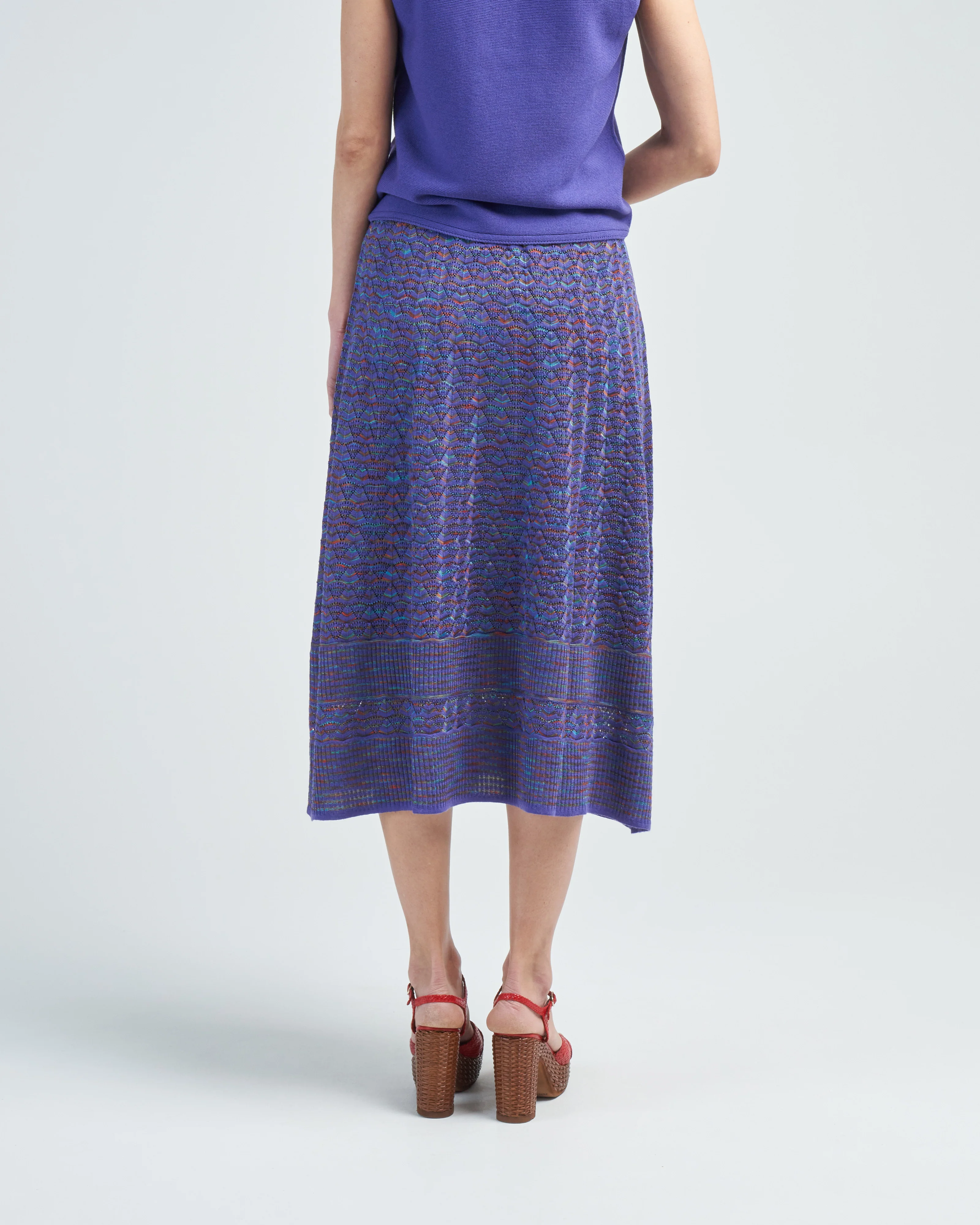 striped couture openwork knit skirt - Image 4