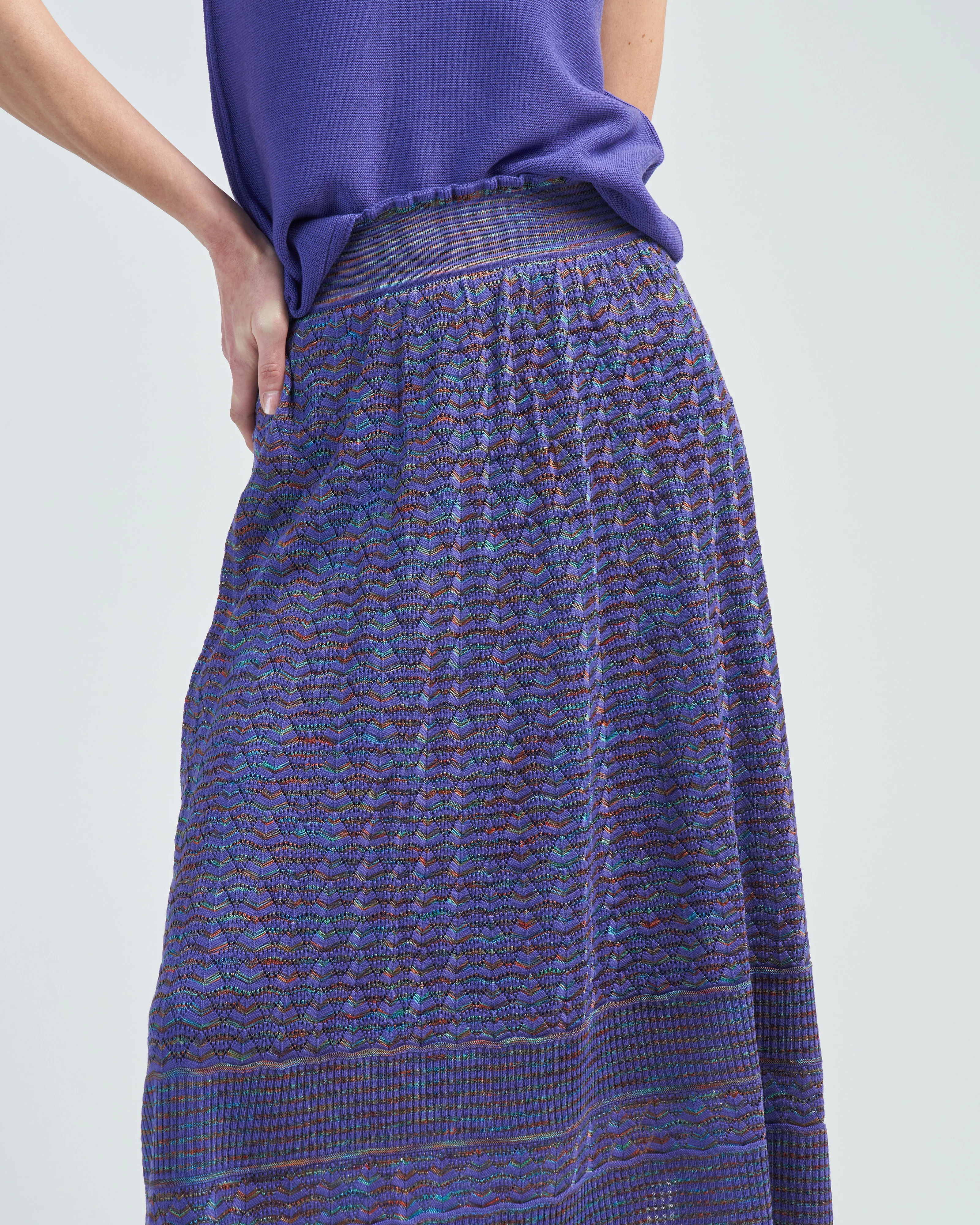 striped couture openwork knit skirt - Image 5
