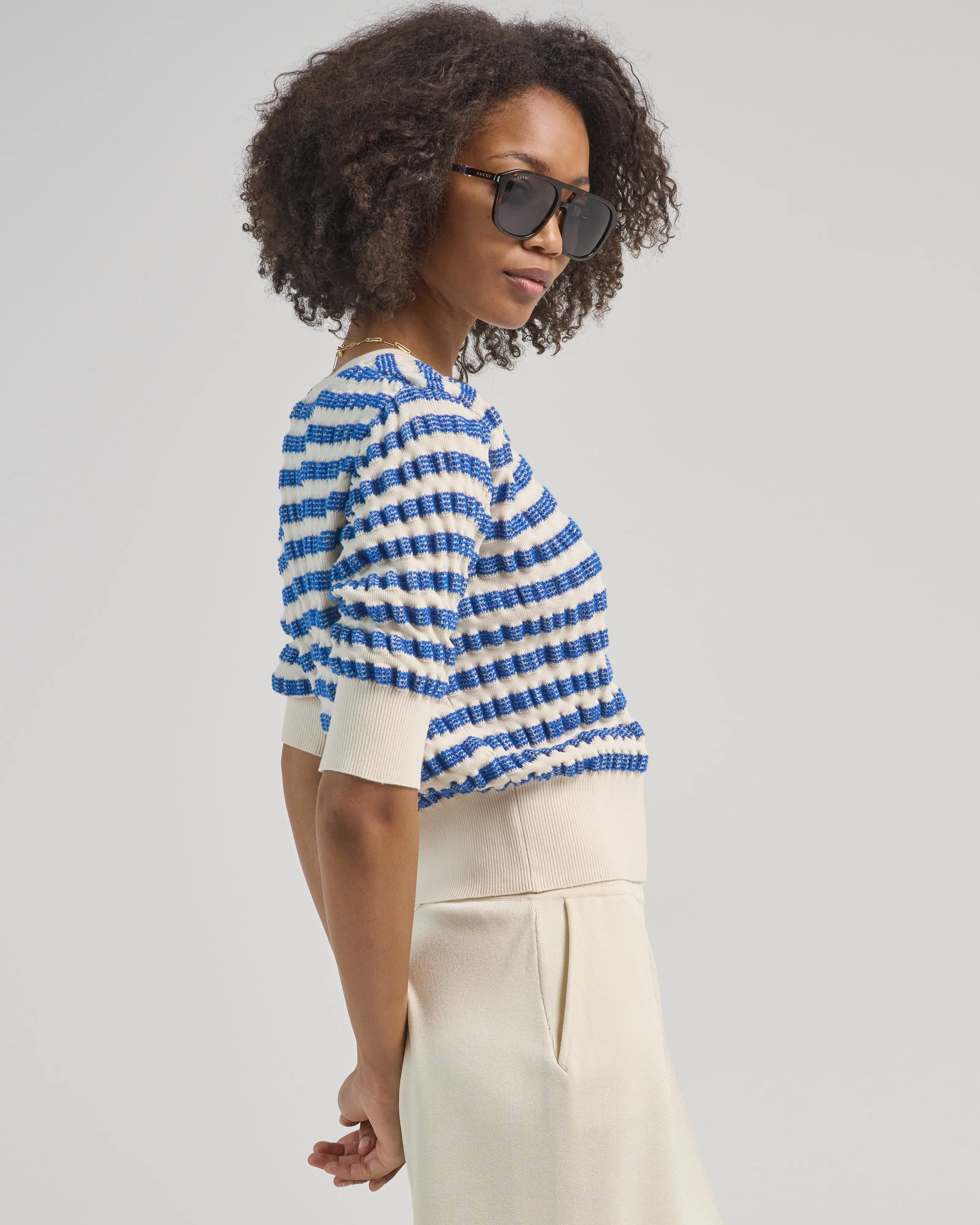 striped seersucker knit top - Image 3