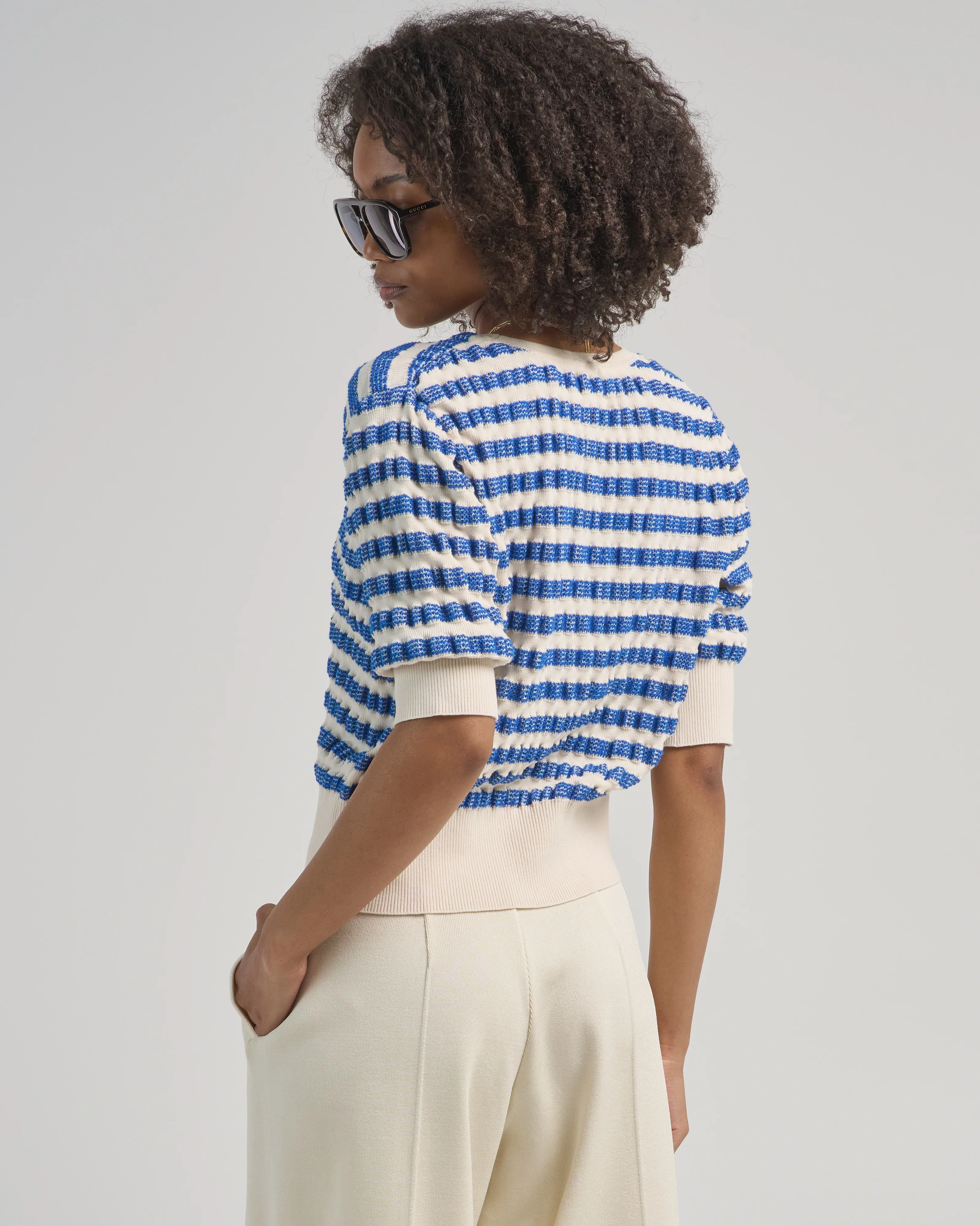 striped seersucker knit top - Image 4
