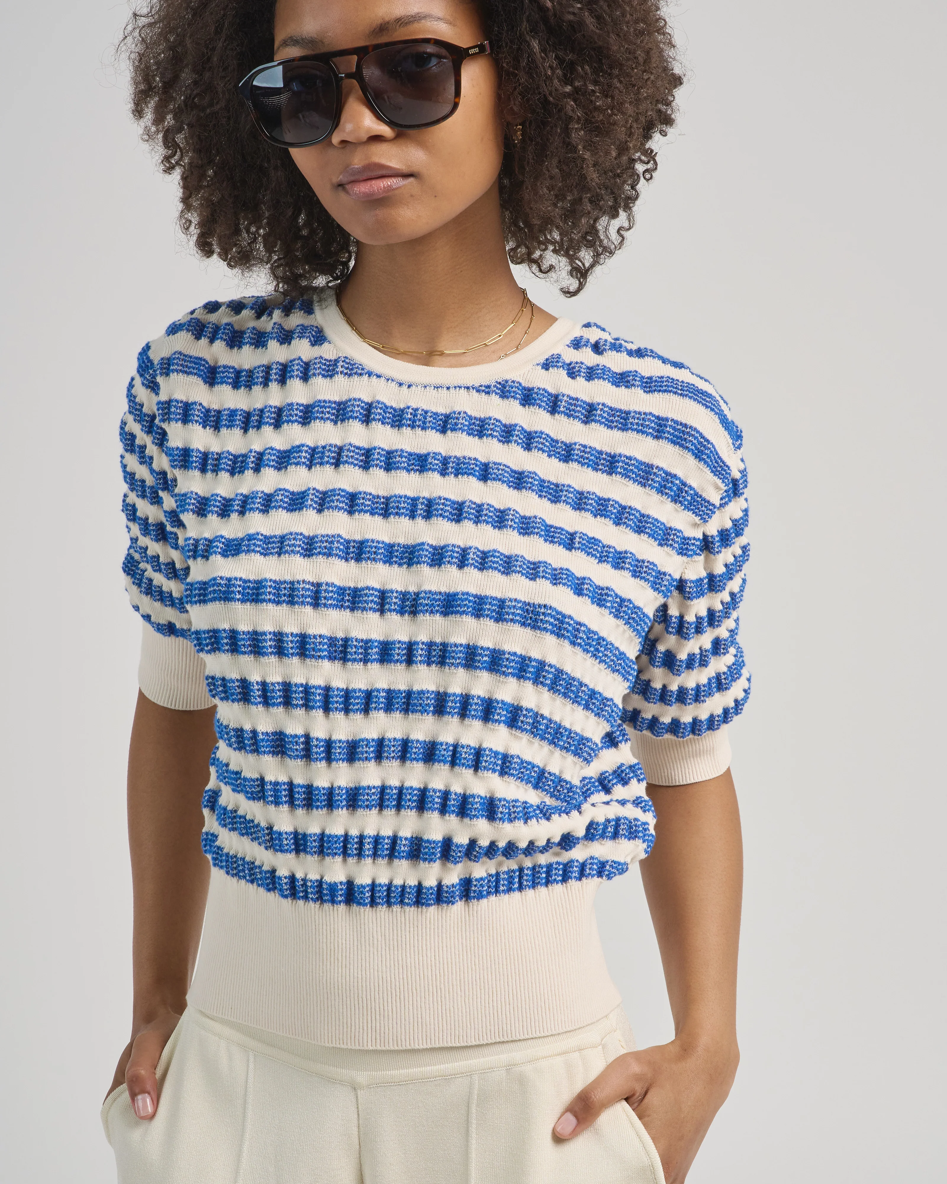 striped seersucker knit top - Image 5