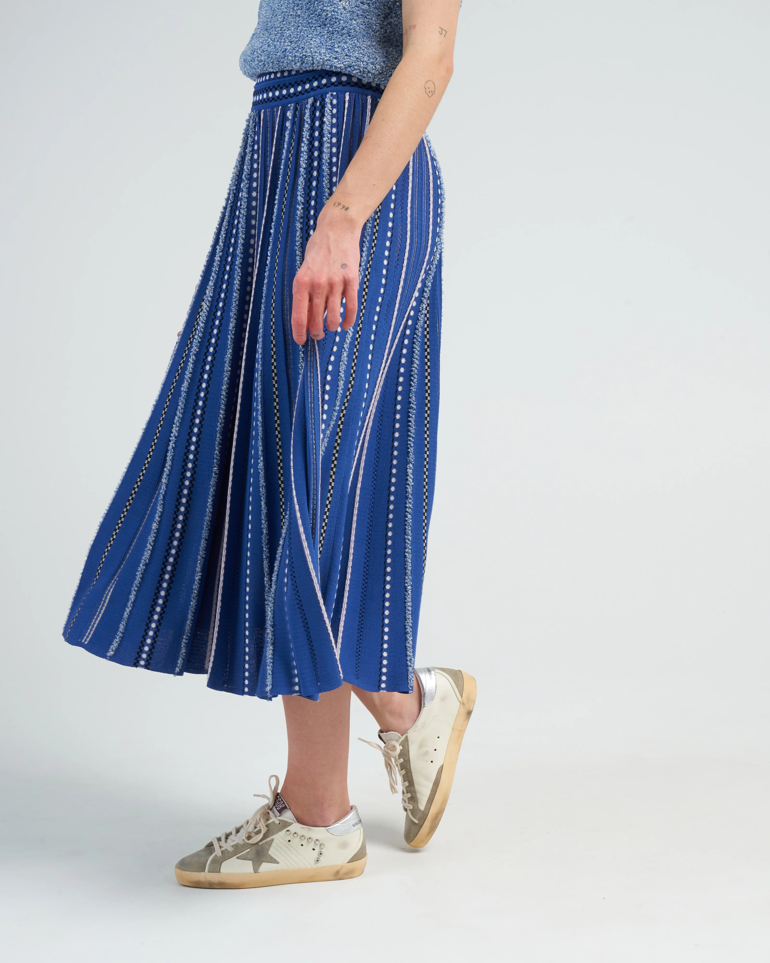 summer jacquard knit skirt - blue faience - Image 3