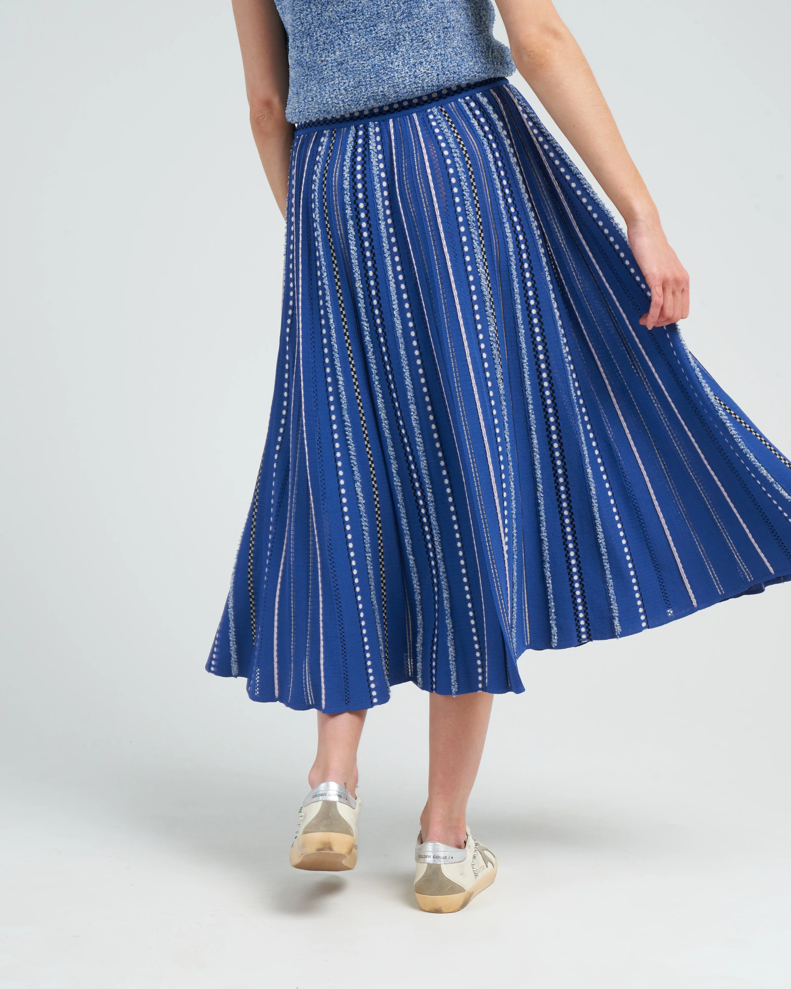 summer jacquard knit skirt - blue faience - Image 4