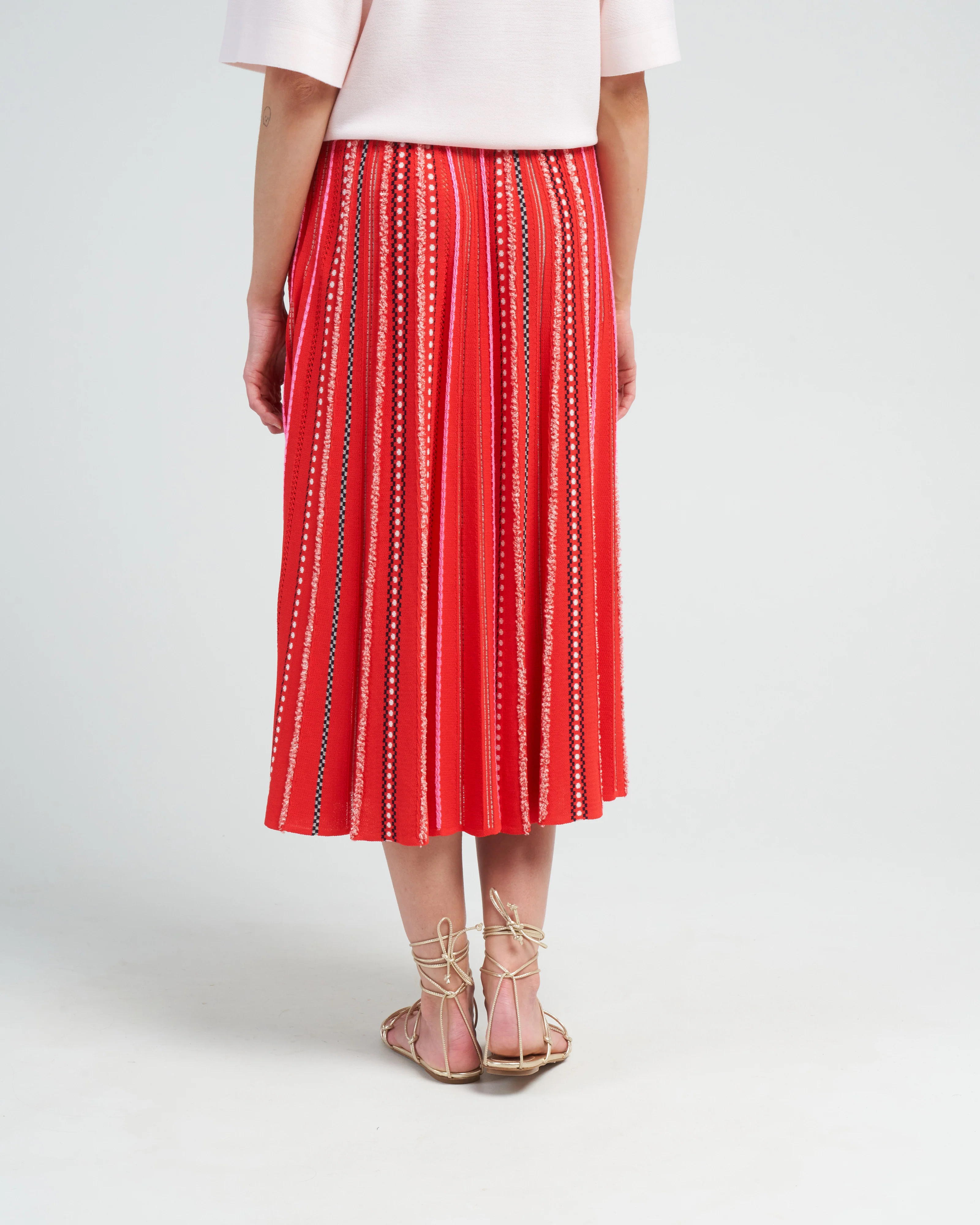 summer jacquard knit skirt - bright red - Image 4