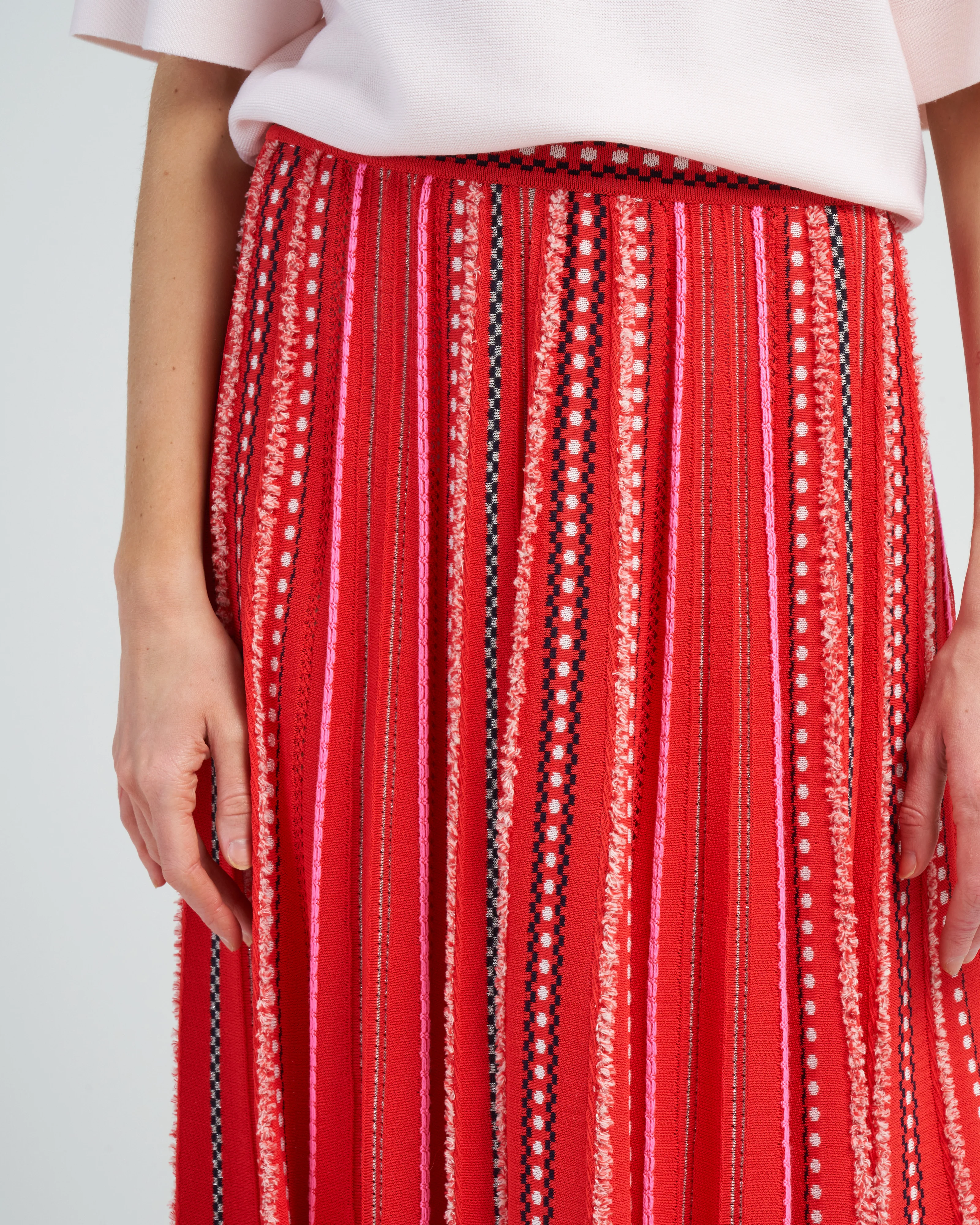 summer jacquard knit skirt - bright red - Image 5