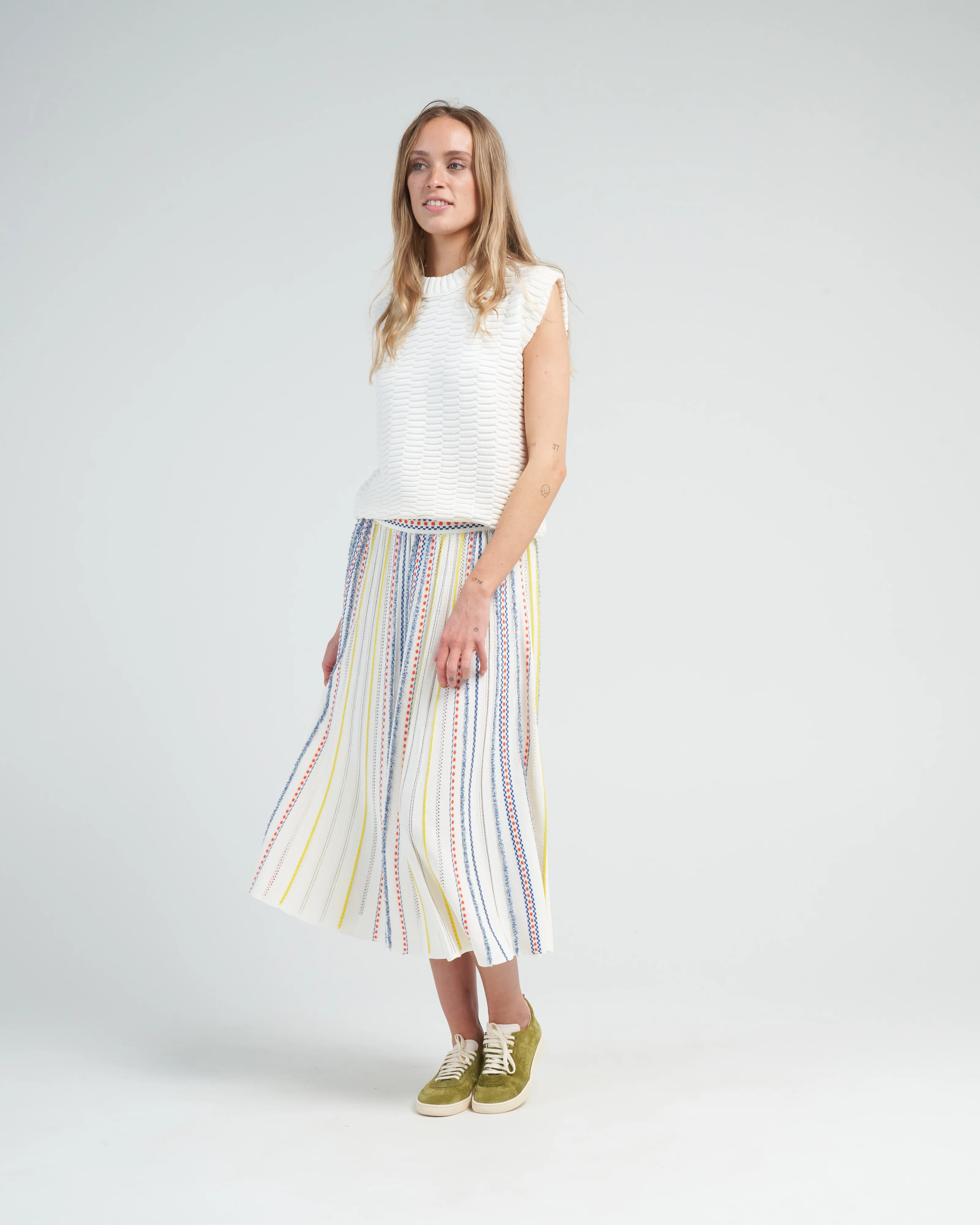 summer jacquard knit skirt - natural pop - Image 2