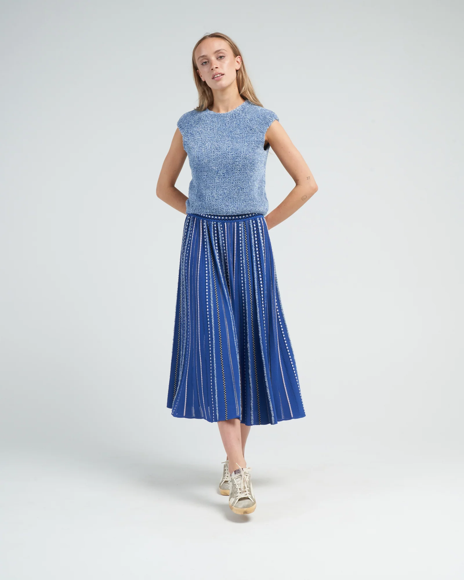 summer tufted knit top - ice blue - Image 2