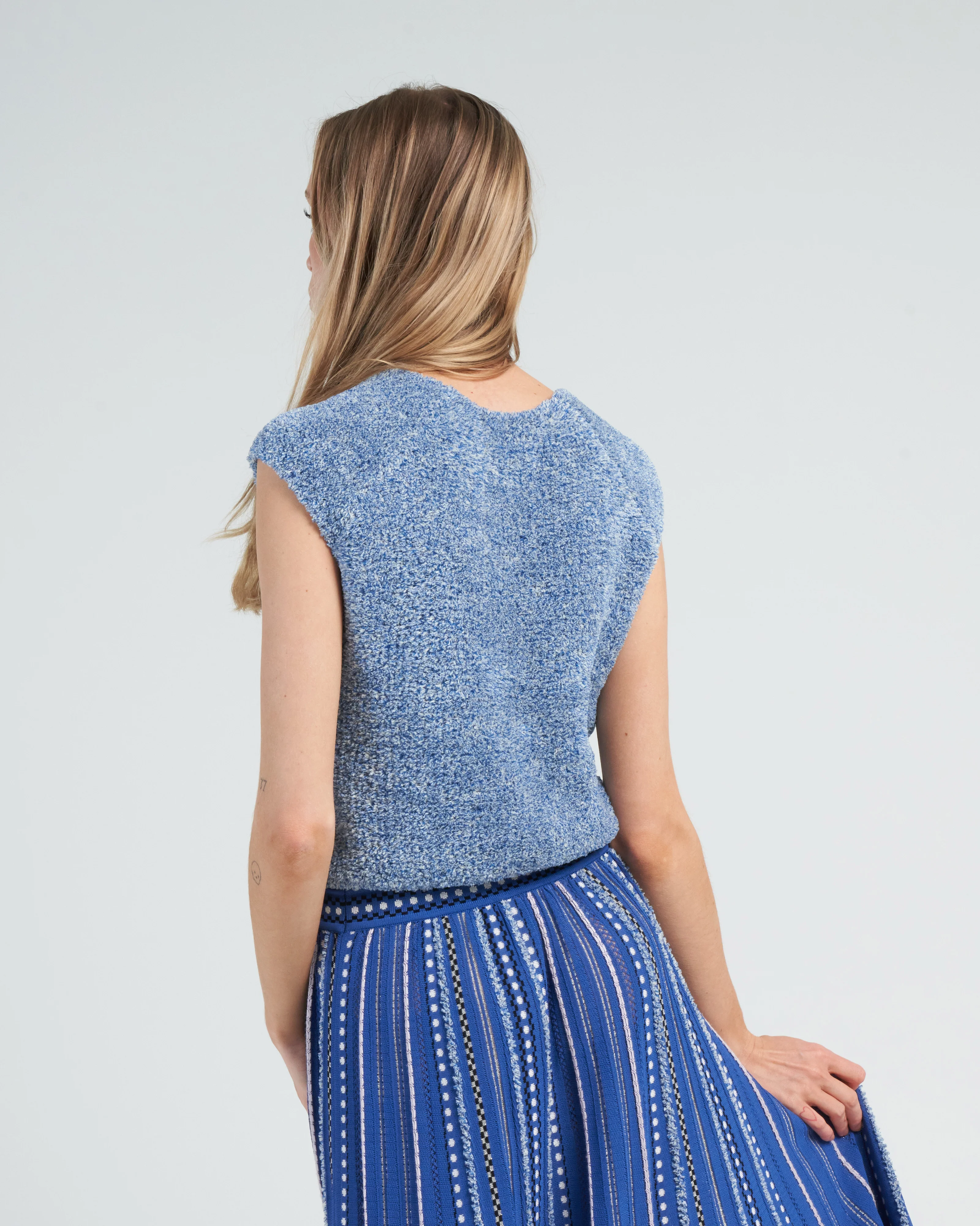 summer tufted knit top - ice blue - Image 4